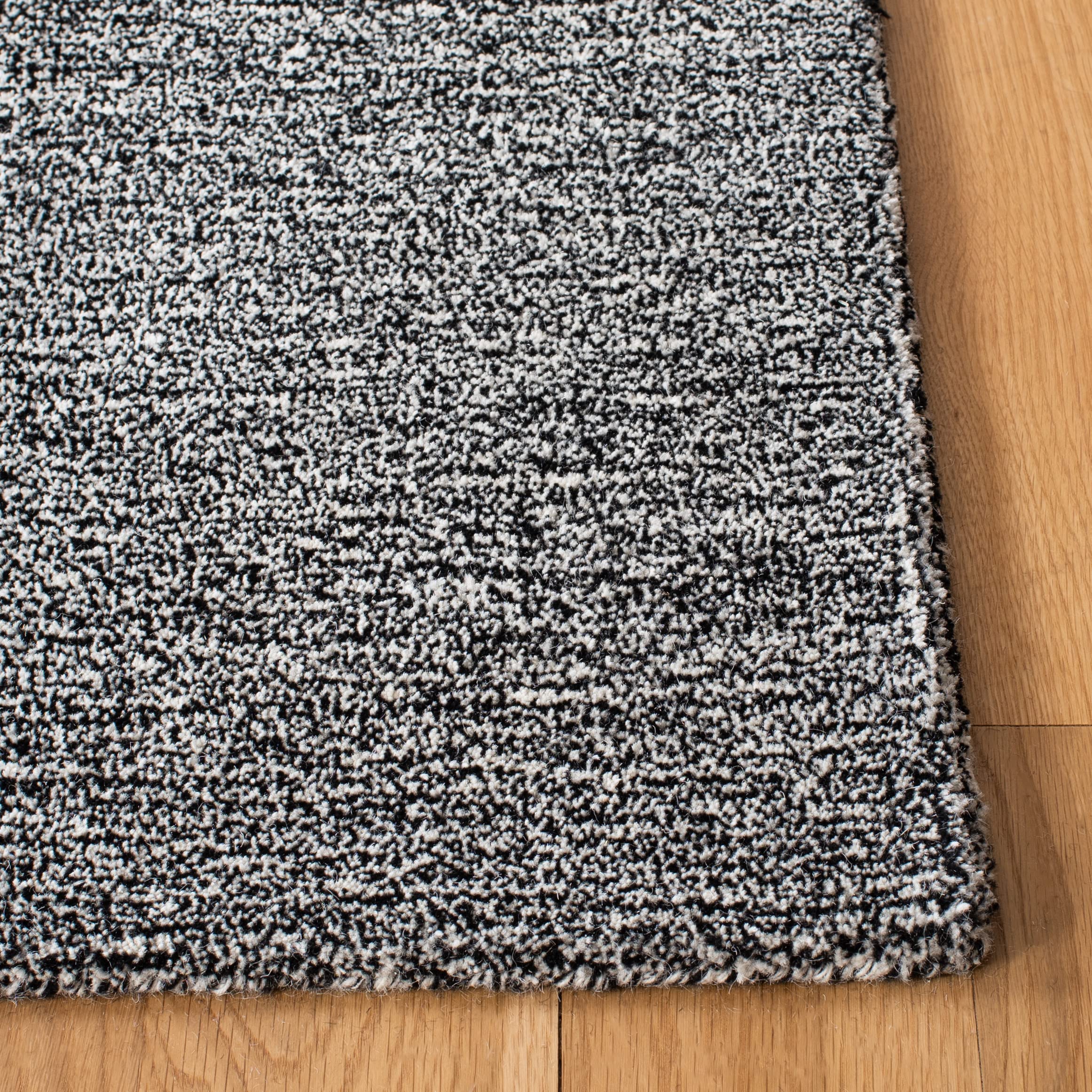 SAFAVIEH Metro Collection 6' Square Black & Ivory Wool Area Rug - Handmade Premium Quality for Living Room, Dining Room, Bedroom Decor | Soft & Durable Floor Covering for Home Interior Design