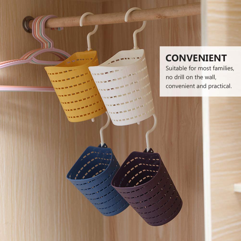 Hemoton 5-Piece Plastic Hanging Storage Baskets with Hooks - Space-Saving Organizer for Kitchen, Bathroom, Closet & Office - Perfect for Shower, Wall & Cabinet Organization (PP Material, Wicker Design)