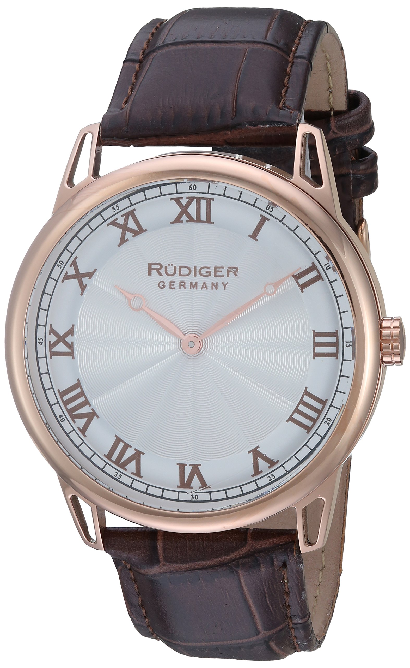 Rudiger Men's Watch - Stainless Steel Case & Genuine Leather Band - Minimalist Analog Dress Watch for Business & Casual Wear - German ULM Collection - Perfect for Office, Date Night & Formal Events