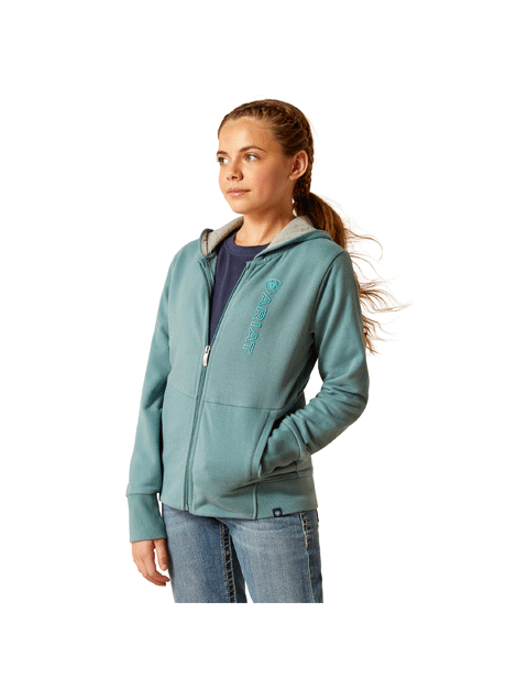 Ariat Youth Team Logo Hooded Zip-Up Sweatshirt - Comfortable & Stylish for School, Sports & Outdoor Activities
