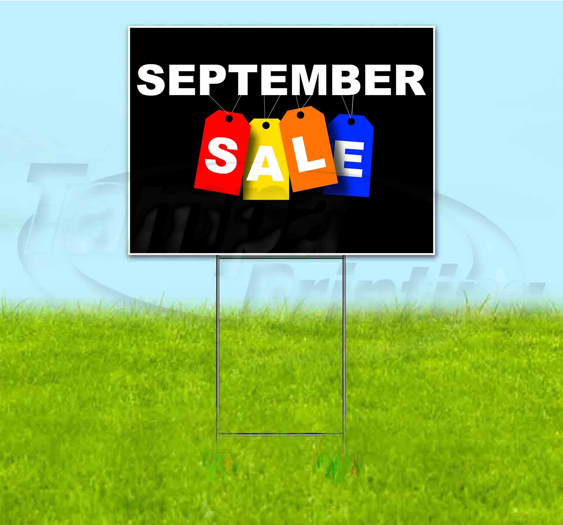 September Sale Yard Sign 18x24 Inches - Weatherproof Corrugated Plastic with Metal Step Stake - Bulk Discounts & Multi-Packs Available - Perfect for Retail Promotions, Garage Sales & Seasonal Marketing