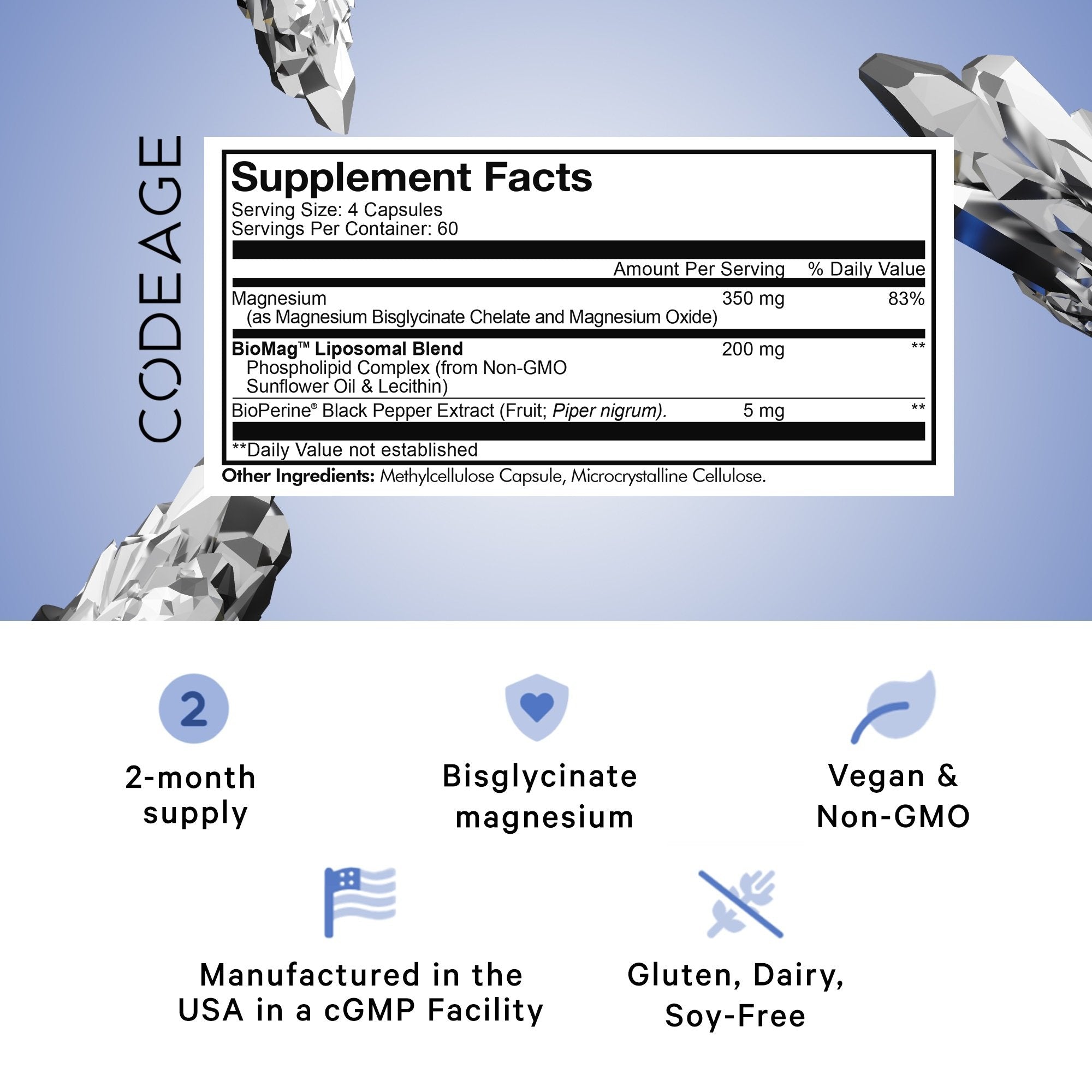 Codeage Liposomal Magnesium Glycinate Supplement - Premium Bioavailable Magnesium for Stress Relief, Sleep Support & Muscle Recovery - Ideal for Athletes, Busy Professionals & Health-Conscious Individuals