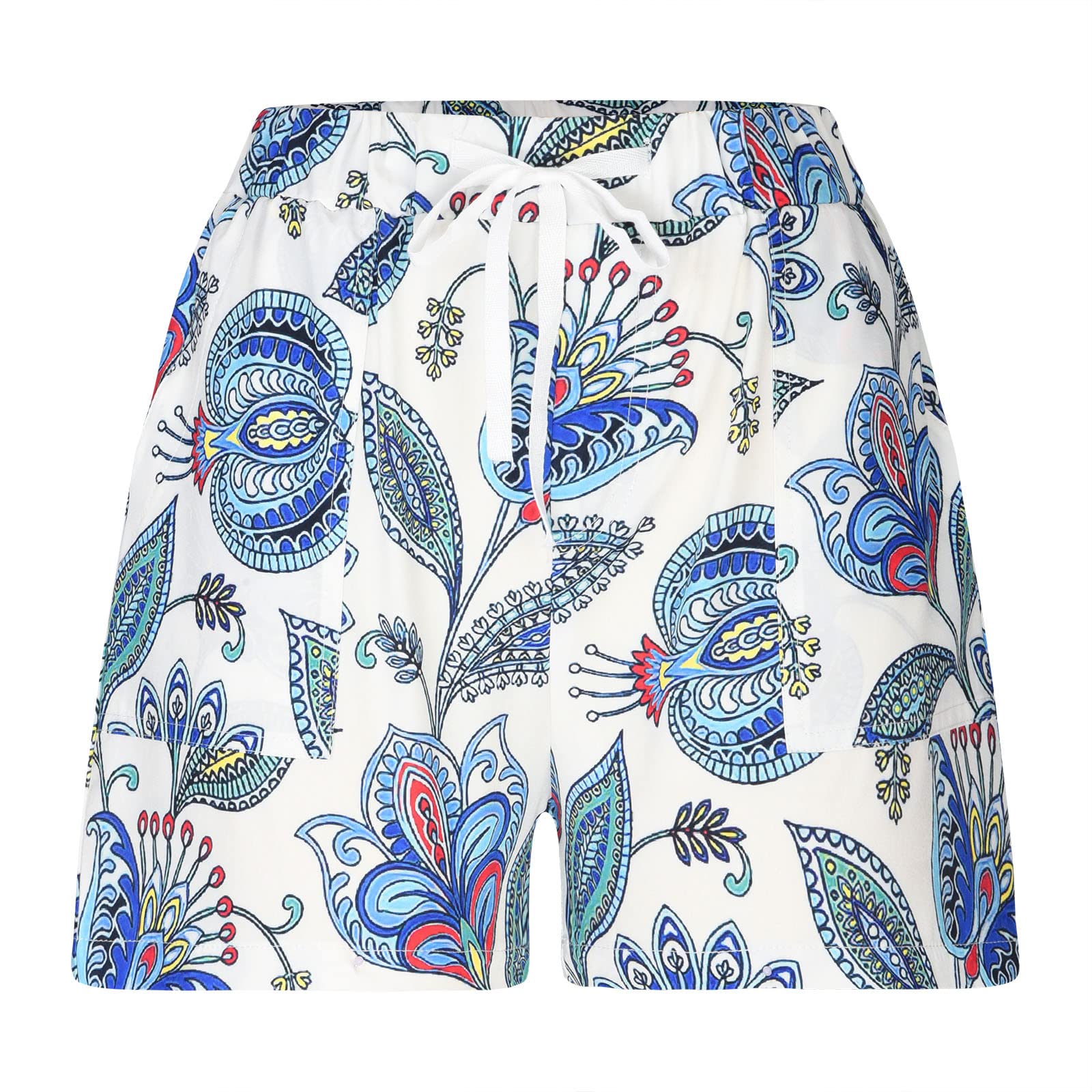 Women's Floral Beach Shorts with Pockets - Summer Casual & Tropical Print for Vacations