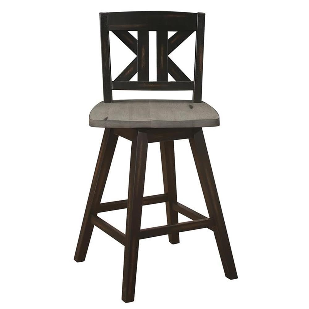 Pemberly Row K-Back Counter Height Swivel Bar Stool Dining Chairs Set of 2 - Black Modern Kitchen Island Stools for Breakfast Nook, Bar Counter & Home Decor
