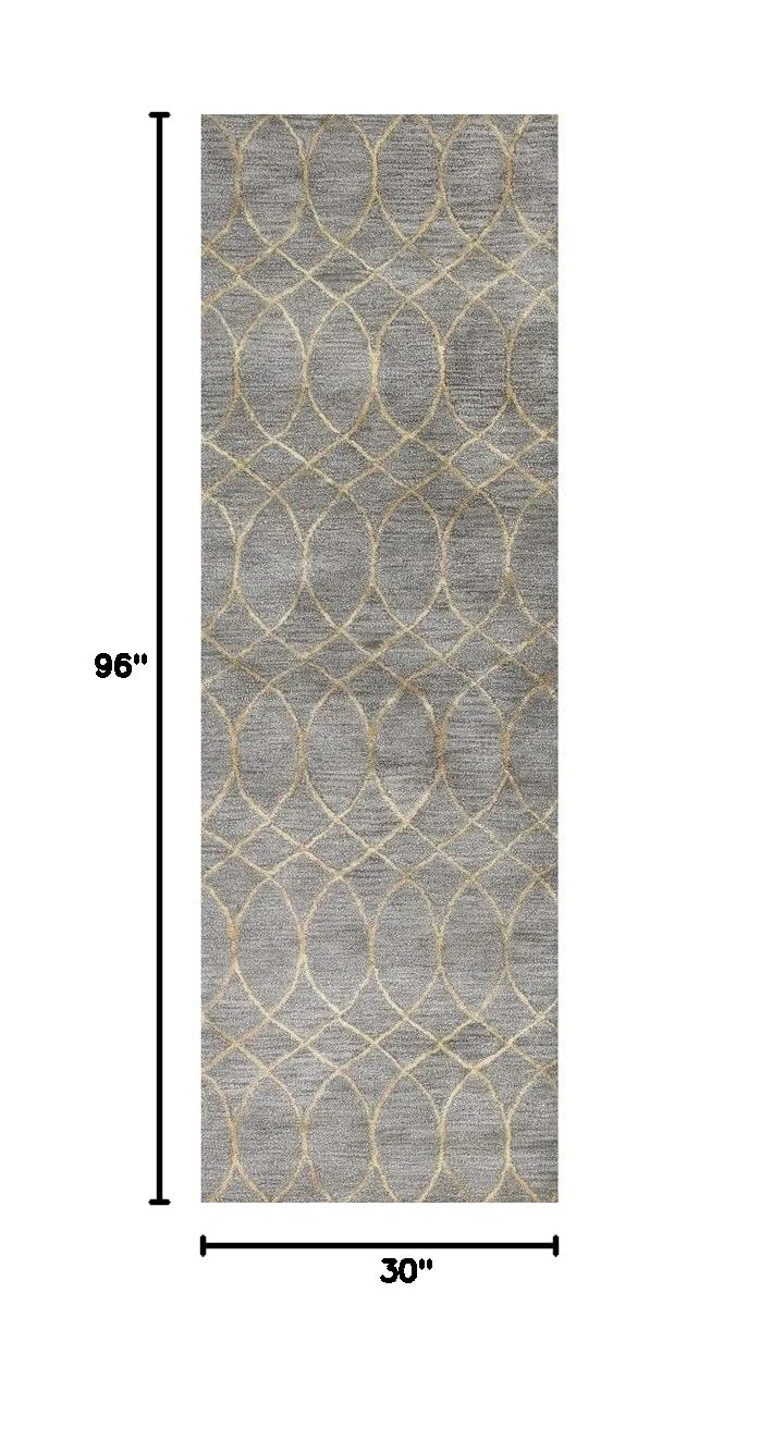 Premium Hand Tufted Wool & Viscose Area Rug 2.6' x 8' - Soft Gray Modern Rug for Living Room, Bedroom, Nursery | Cozy Home Decor, Durable Floor Carpet for Apartments & Houses