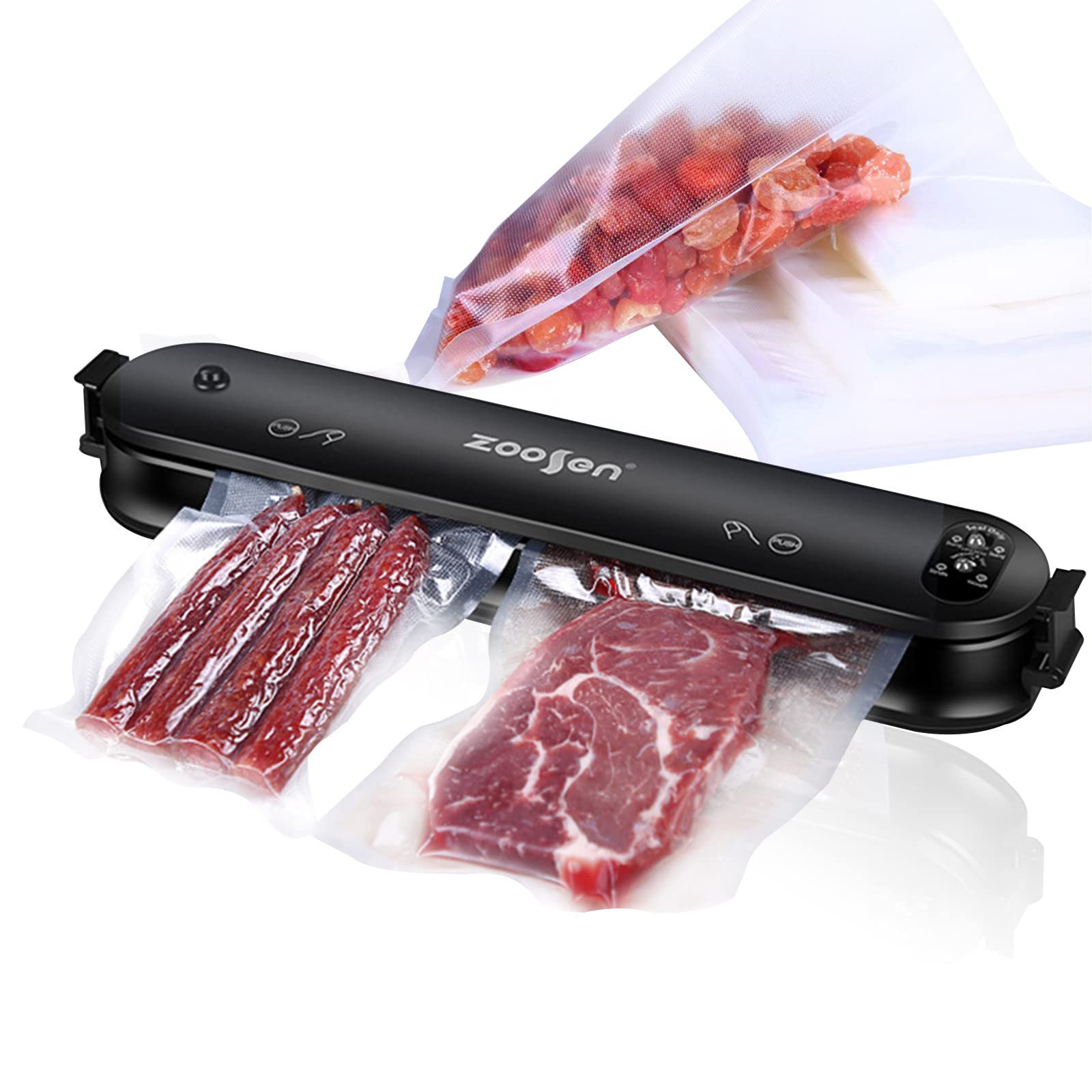 Bilukmi Household Vacuum Sealer - 60Kpa Powerful Suction, 3 Sealing Modes with 10 Food Preservation Bags | Ideal for Meal Prep, Sous Vide & Long-Term Food Storage