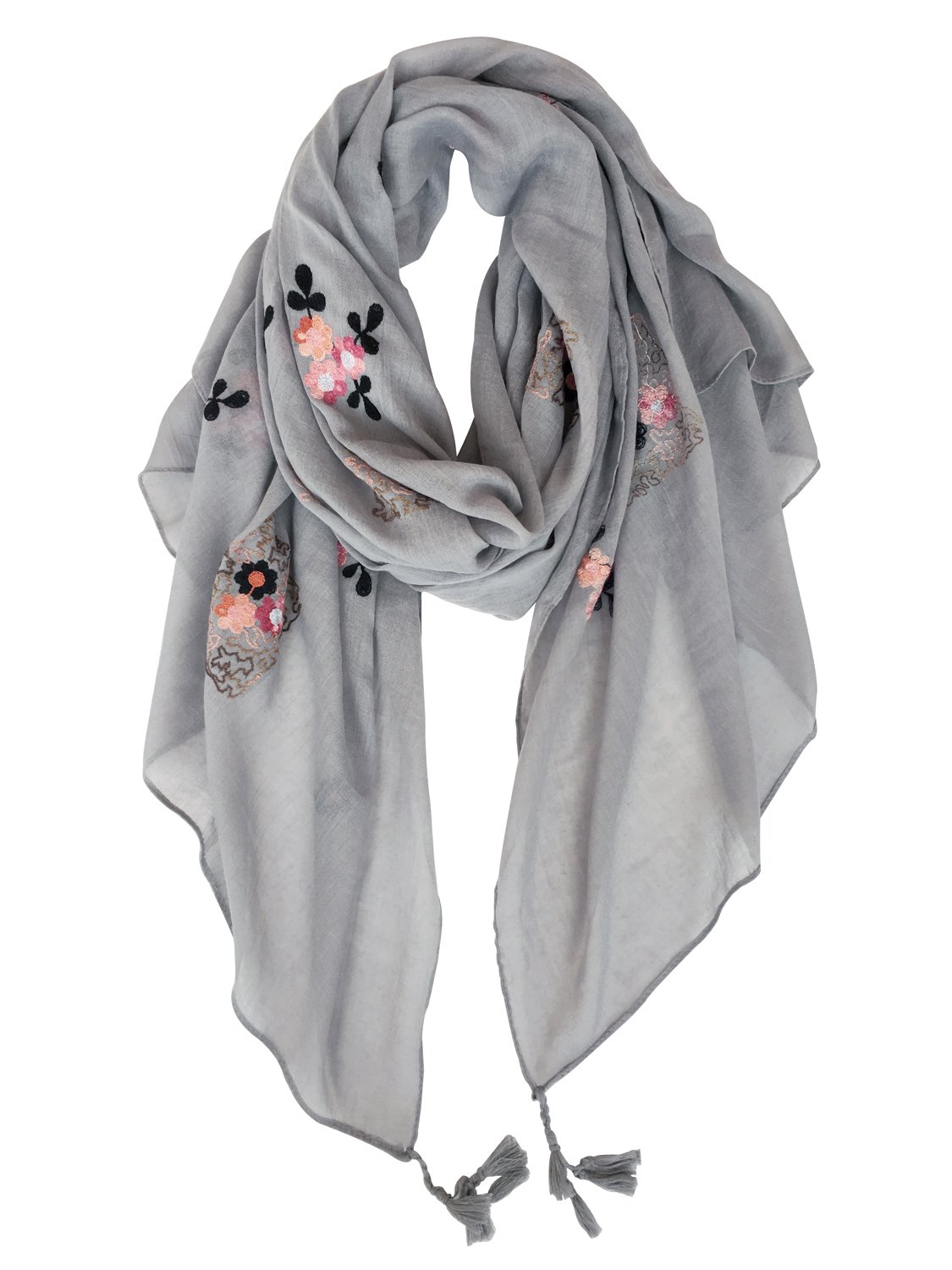 GERINLY Floral Embroidered Scarf - Soft Shawl Wrap for Women, Elegant Gift for Party, Wedding & Special Occasions | Lightweight & Fragrant Flowers Design | Perfect for Evening Events, Date Nights & Holiday Gifts
