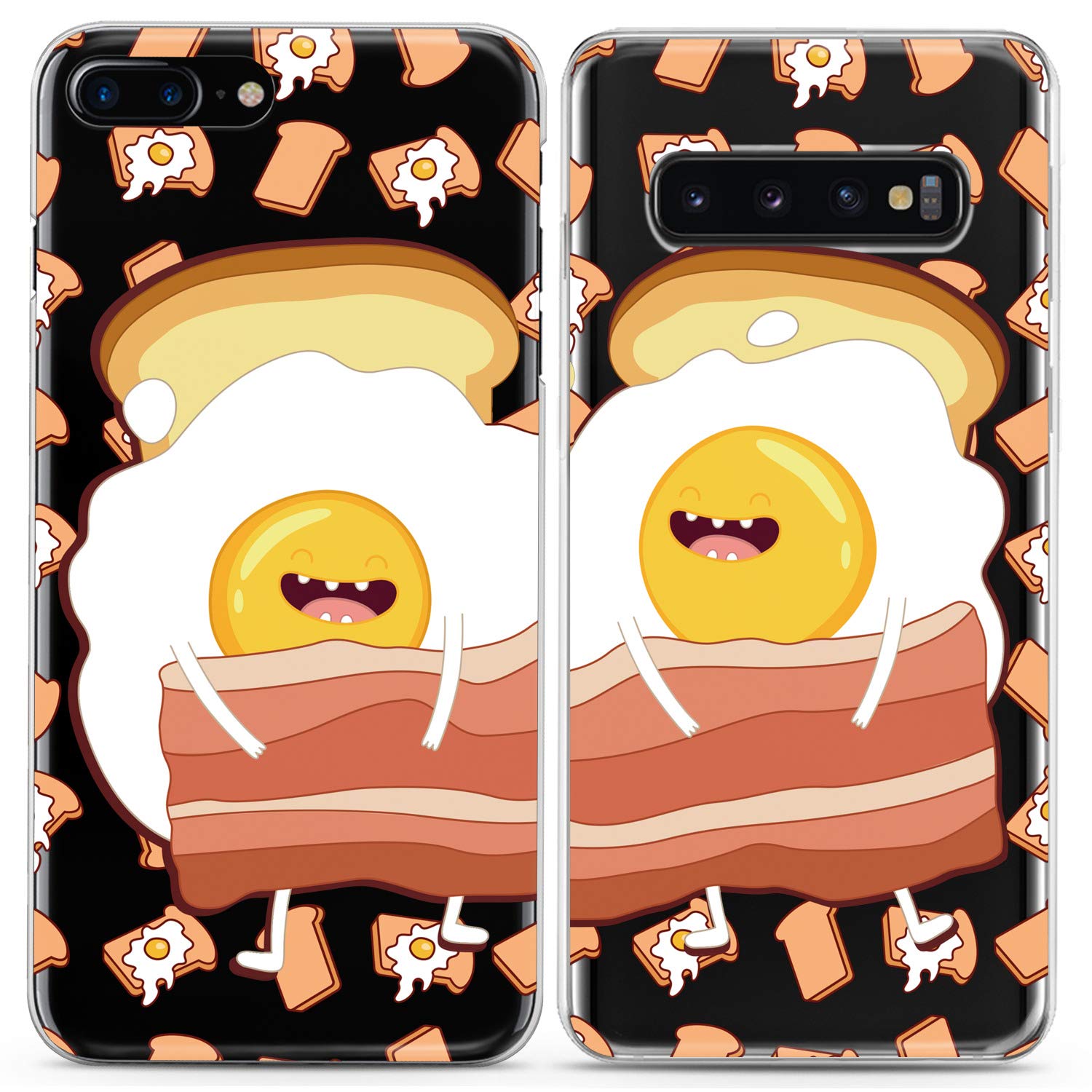 Matching Couple Phone Cases for iPhone 16/15/14/13/12/11 Pro Max/Mini/XS/X/8 Plus/7/Xr/SE - Cute Gudetama Silicone Cover Set - Perfect Gift for Couples, Best Friends & Siblings - Funny Bacon & Egg Design for Everyday Use & Special Occasions