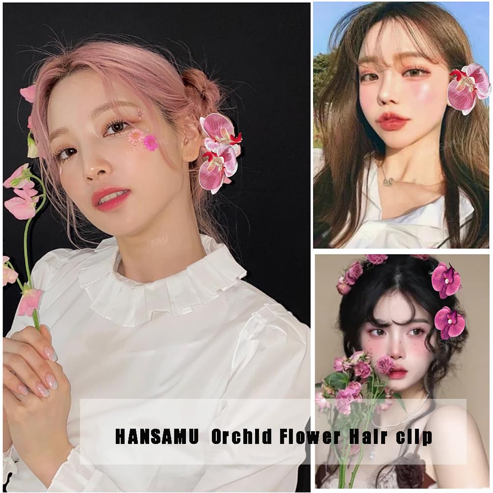 12Pcs Bohemian Flower Hair Clips - Butterfly Orchid Hair Barrettes for Women & Girls, Hawaiian Boho Bridal Headwear, Perfect for Beach Parties, Spring Photos, Weddings & Everyday Styling