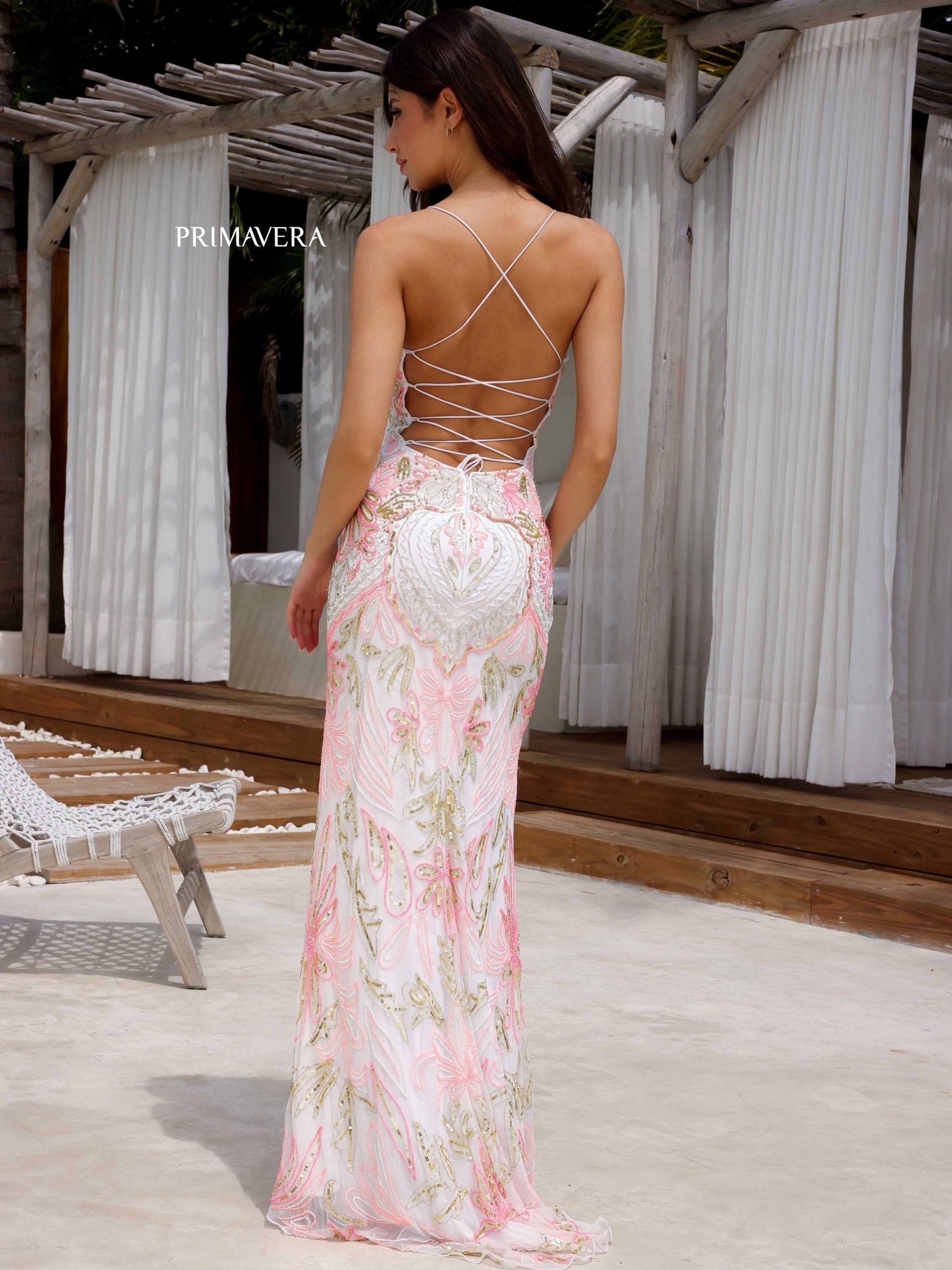 Primavera 4156 Elegant Long Beaded Evening Gown for Women - Perfect for Prom, Gala & Formal Events