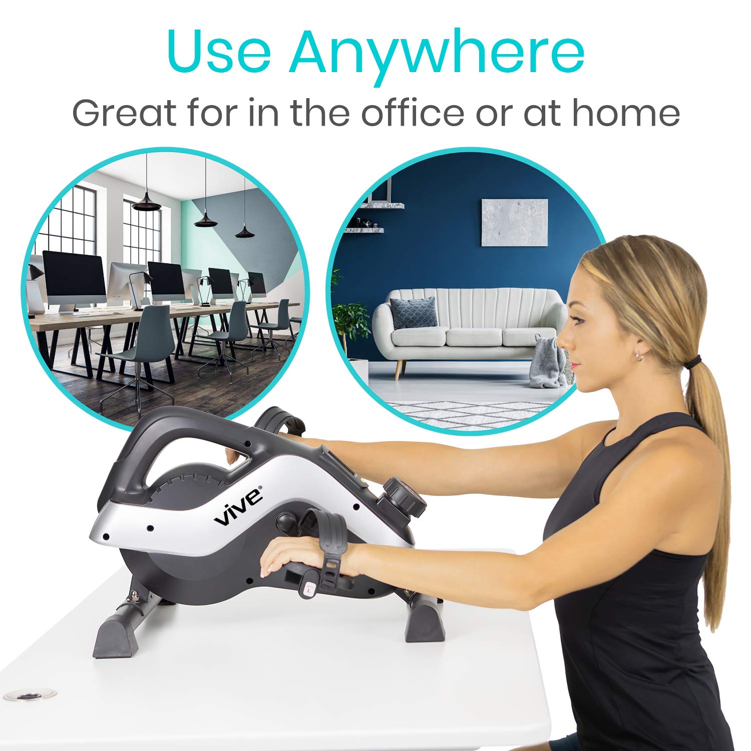 Vive Under Desk Bike - Magnetic Pedal Exerciser for Home & Office - Compact Indoor Cycling Bike with Quiet Operation - Perfect for Seated Workouts, Leg Exercise While Working or Watching TV