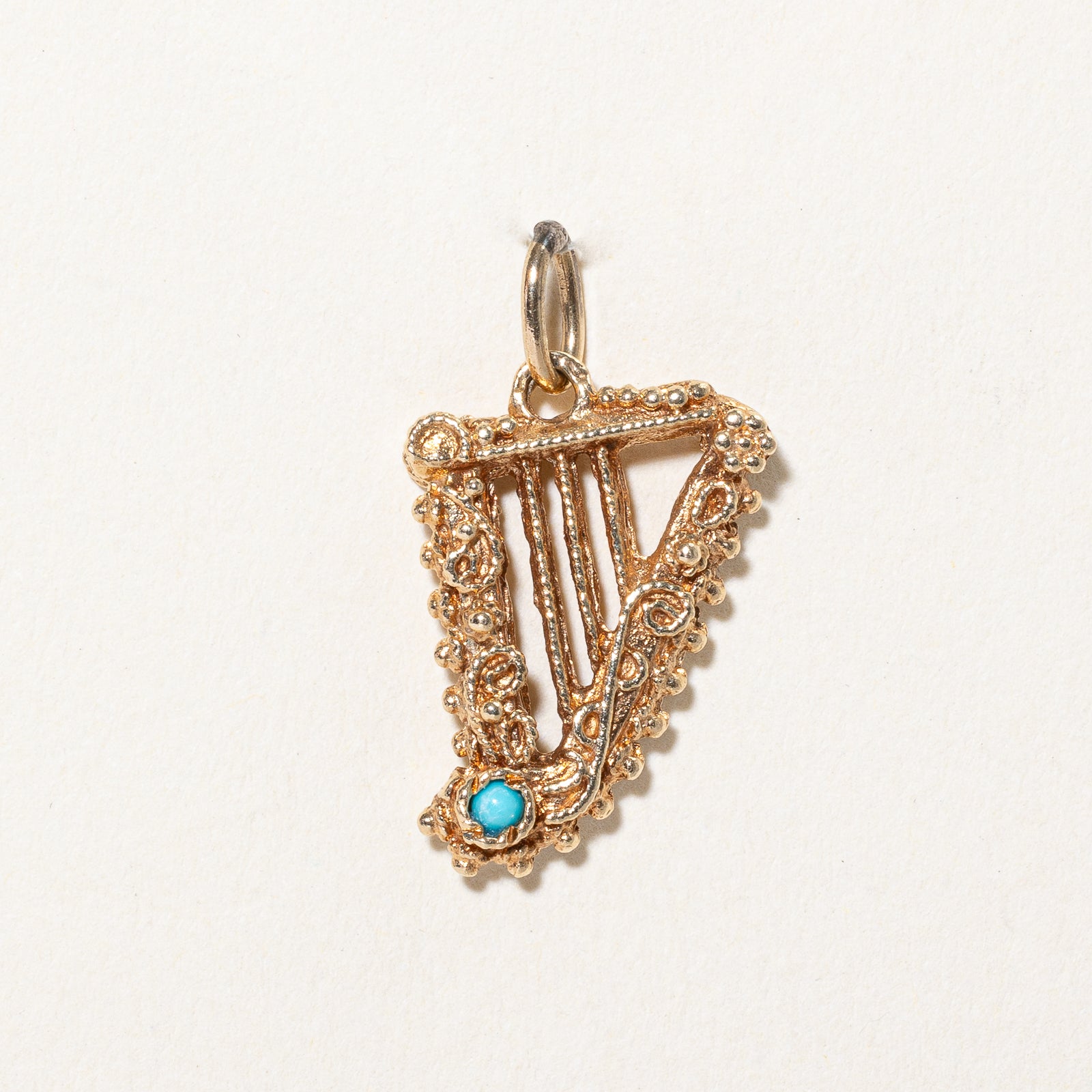 0.08ctw Turquoise Harp Charm Pendant - Elegant Jewelry for Music Lovers, Gift for Musicians & Harp Players