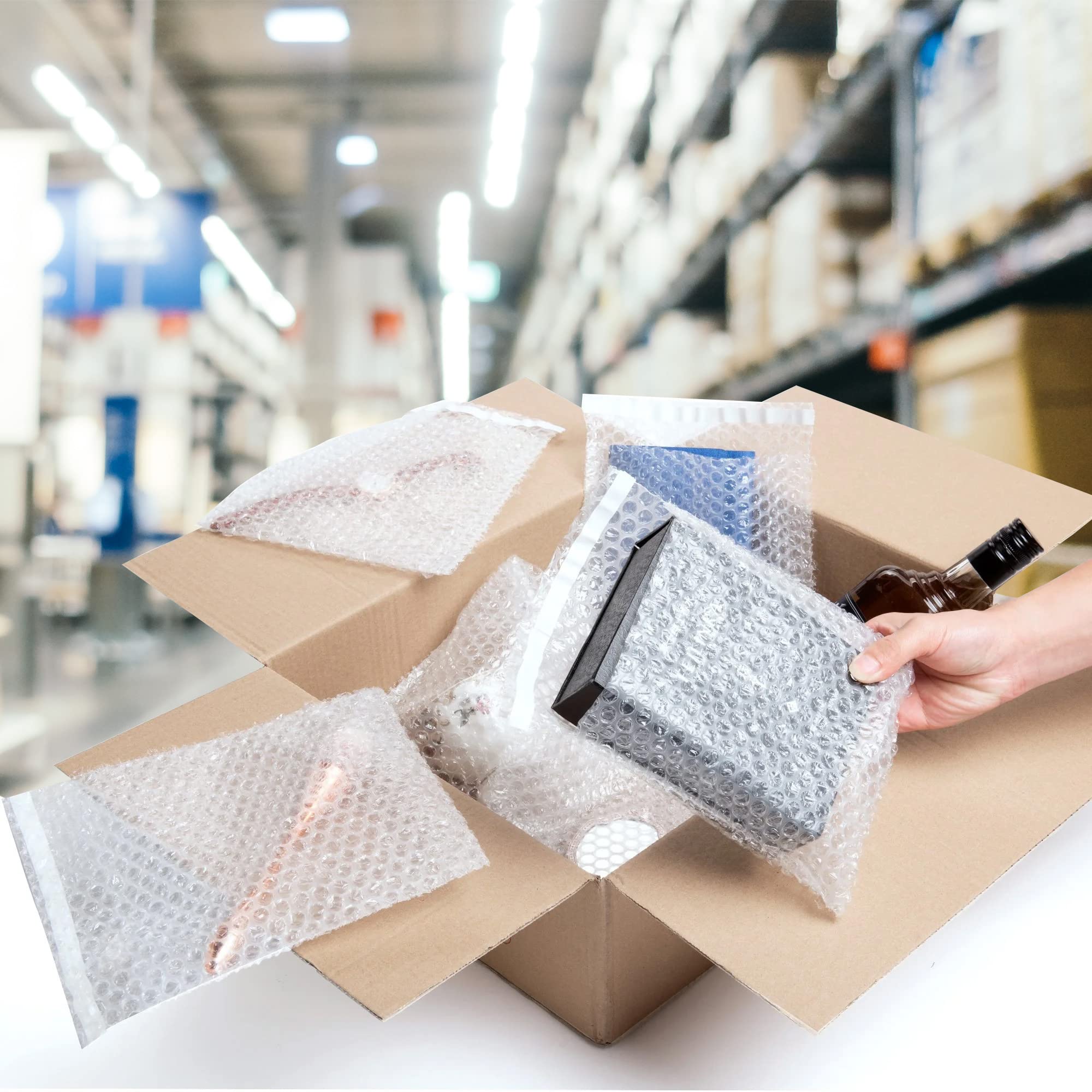 8 x 11.5 Inches Clear Self-Seal Bubble Mailers - 150 Pack Waterproof Polyethylene Shipping Bags for Packaging, Moving & Storing Fragile Items - Perfect for Ecommerce, Gift Wrapping & Home Organization