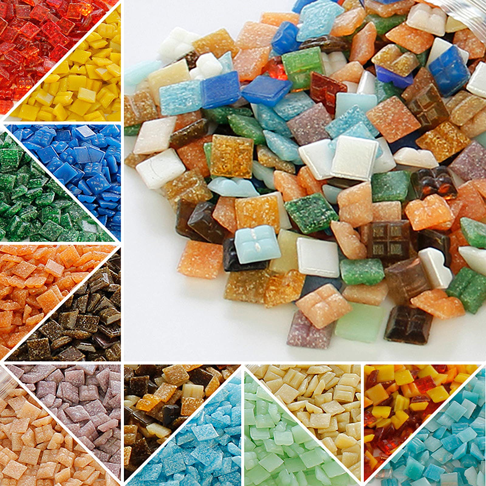 300-Piece Blue Mix Quartz Glass Mosaic Tiles (1x1cm) - 200g Pack for DIY Home Decor, Crafts, Picture Frames, Flowerpots & Tableware - Perfect for Bathroom Backsplash, Kitchen Decor & Art Projects