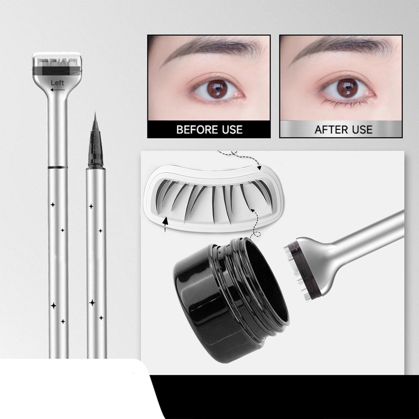 Waterproof Lower Lash Stamp & Eyeliner Kit - Reusable Silicone Eyelash Stamp for Perfect Eye Makeup | 2-in-1 Sweatproof Eyelash Stamp Tool (Black) | Ideal for Daily Makeup, Party Looks & Professional Beauty Routines