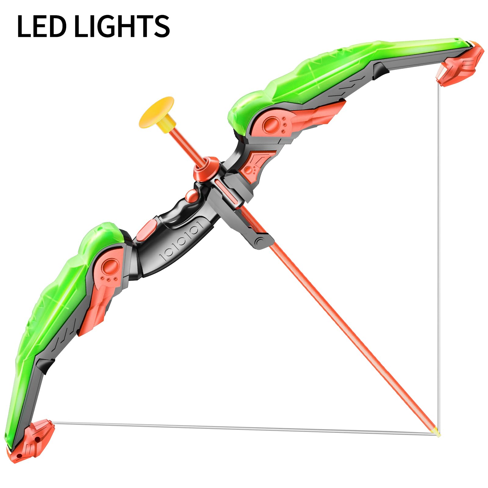 LED Light Up Bow and Arrow Set for Kids - 10 Suction Cup Arrows with Target & Quiver - Safe Archery Toy for Boys & Girls - Indoor Outdoor Play, Birthday Gift, Backyard Games & Camping Activities