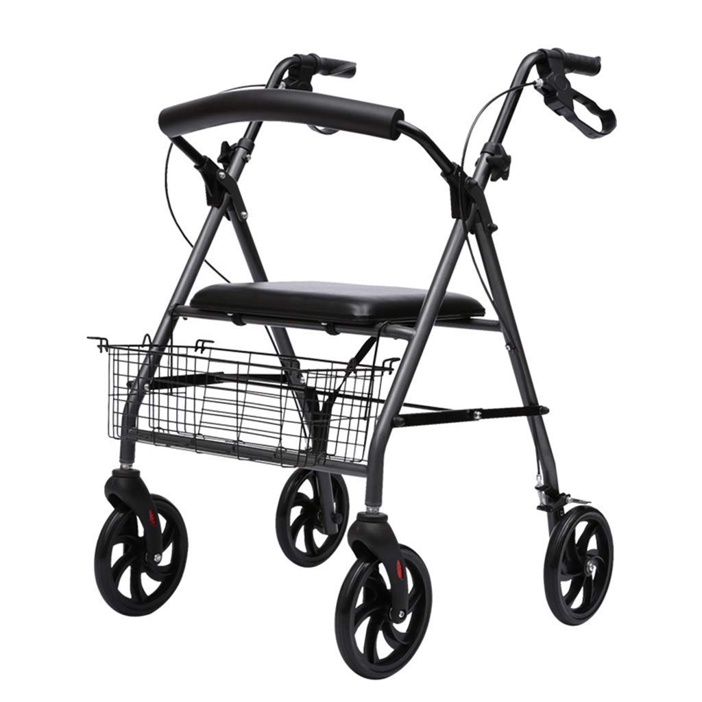 Lightweight Aluminum Alloy Rollator Walker for Seniors with Seat & Back Support - 6 Inch Wheels, 220lbs Capacity - Ideal for Indoor/Outdoor Mobility Assistance & Elderly Support