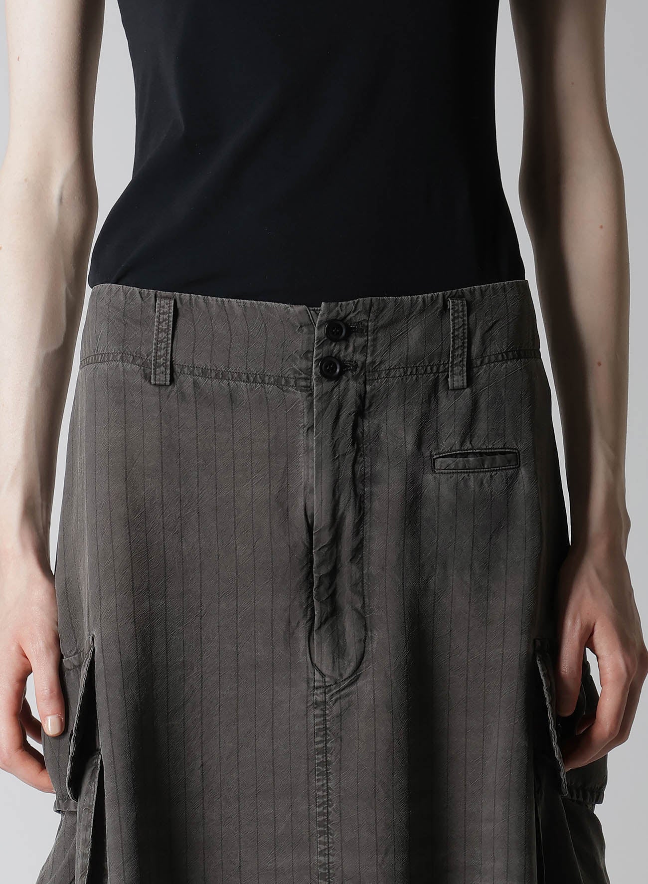Cupro Stripe Cargo Skirt - Women's High Waist Utility Skirt with Pockets | Casual Wear, Street Style & Outdoor Adventures