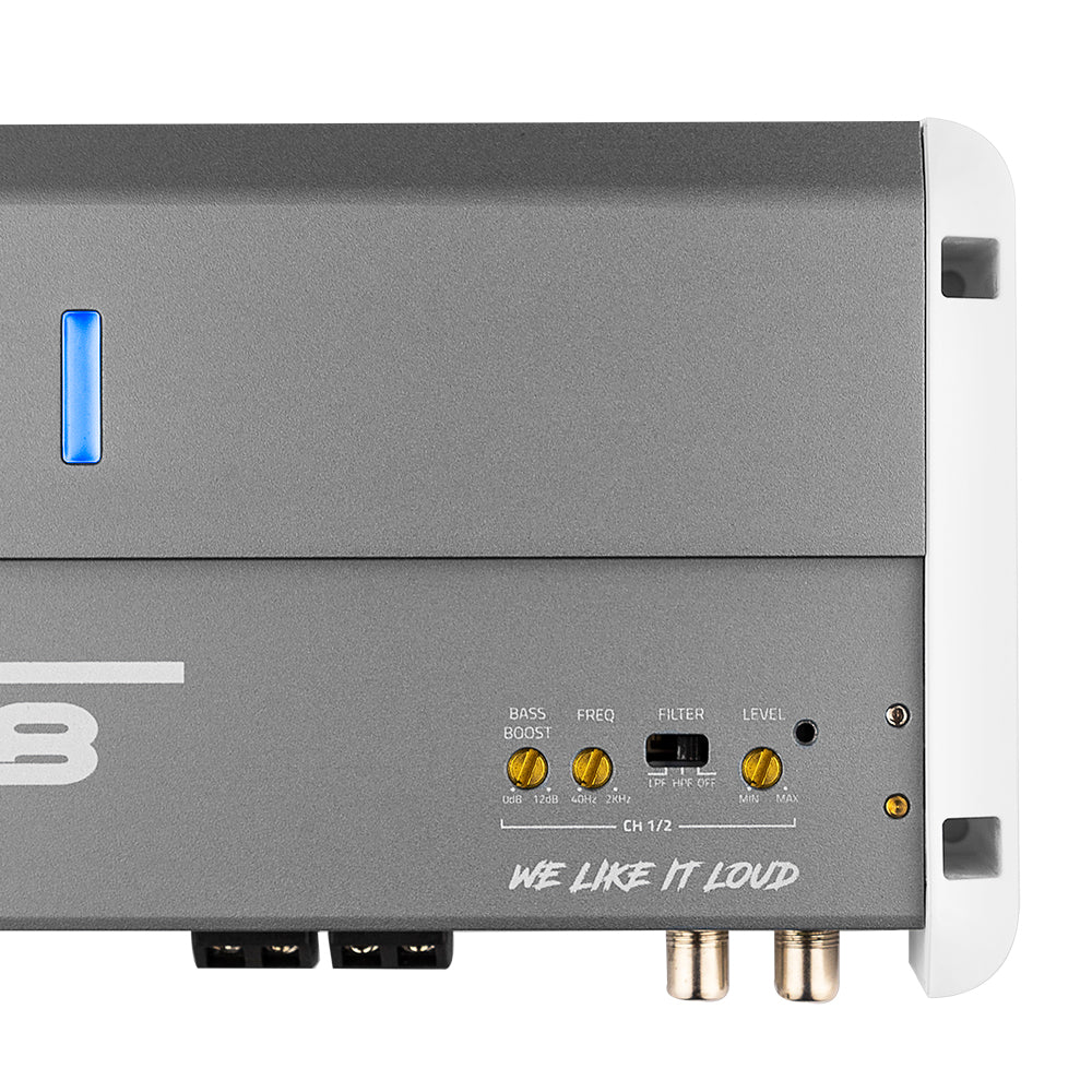NXL 2 Channel Full Range Class D IP55 Marine Amplifier 2 x 250W RMS @ 4 Ohm - Waterproof Boat Audio System for Marine, RV, and Outdoor Adventures