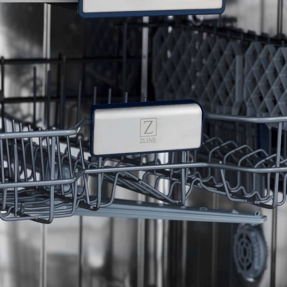 ZLINE Autograph Edition 24-inch Built-In Tall Tub Dishwasher with 3rd Rack - Satin Stainless Steel Panel & Champagne Bronze Handle - 51dBa Ultra Quiet (DWVZ SN 24 CB) - Perfect for Modern Kitchens and Open-Concept Homes