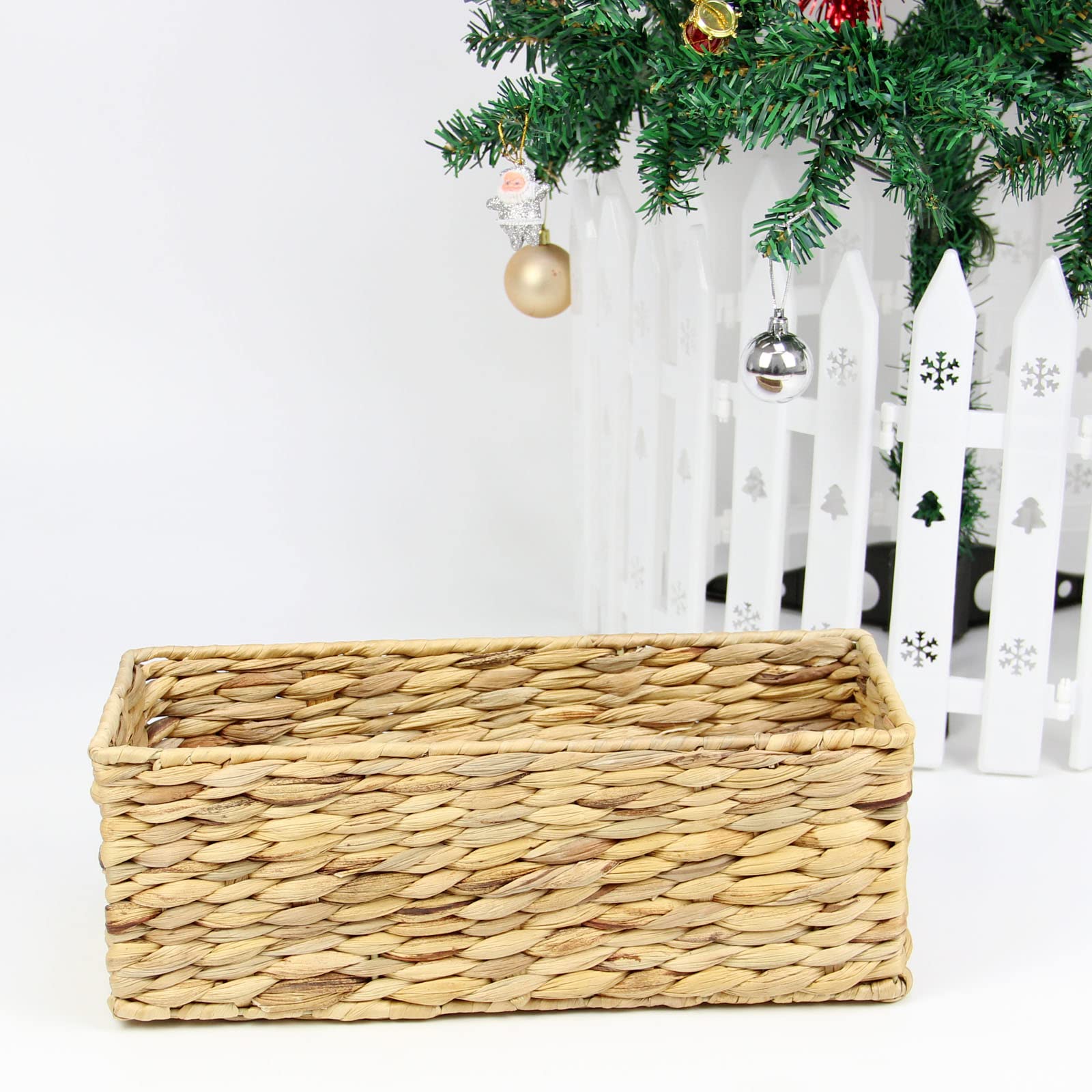 Casaphoria Hand Woven Hyacinth Toilet Paper Basket - Natural Water Hyacinth Storage Organizer for Bathroom Towels, Sundries & Essentials - Durable Rectangular Bathroom Decor - Perfect for Farmhouse, Coastal & Boho Style Homes