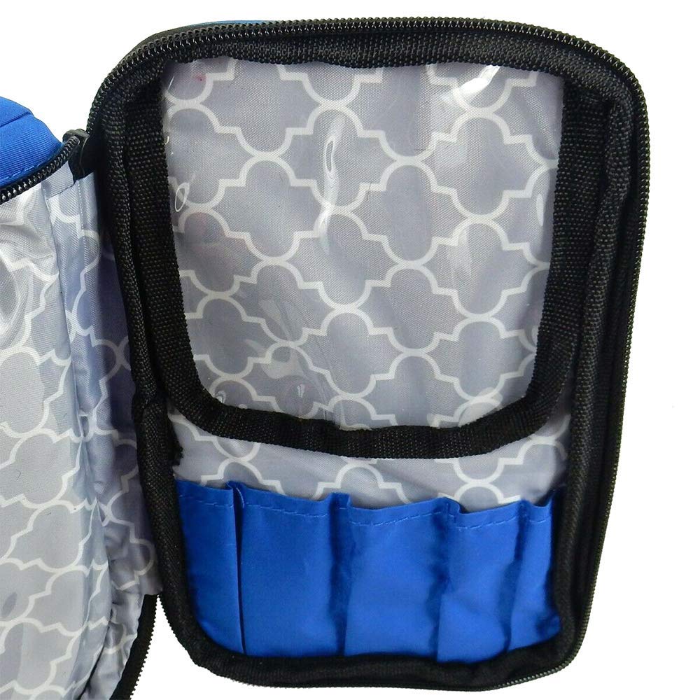 Premium Travel Makeup Bag with 2 Zippered Compartments - Waterproof Cosmetic Organizer Pouch for Women - Portable Makeup Case for Airplane, Gym & Vacation (Blue) - Perfect for Daily Use & Travel Essentials Storage