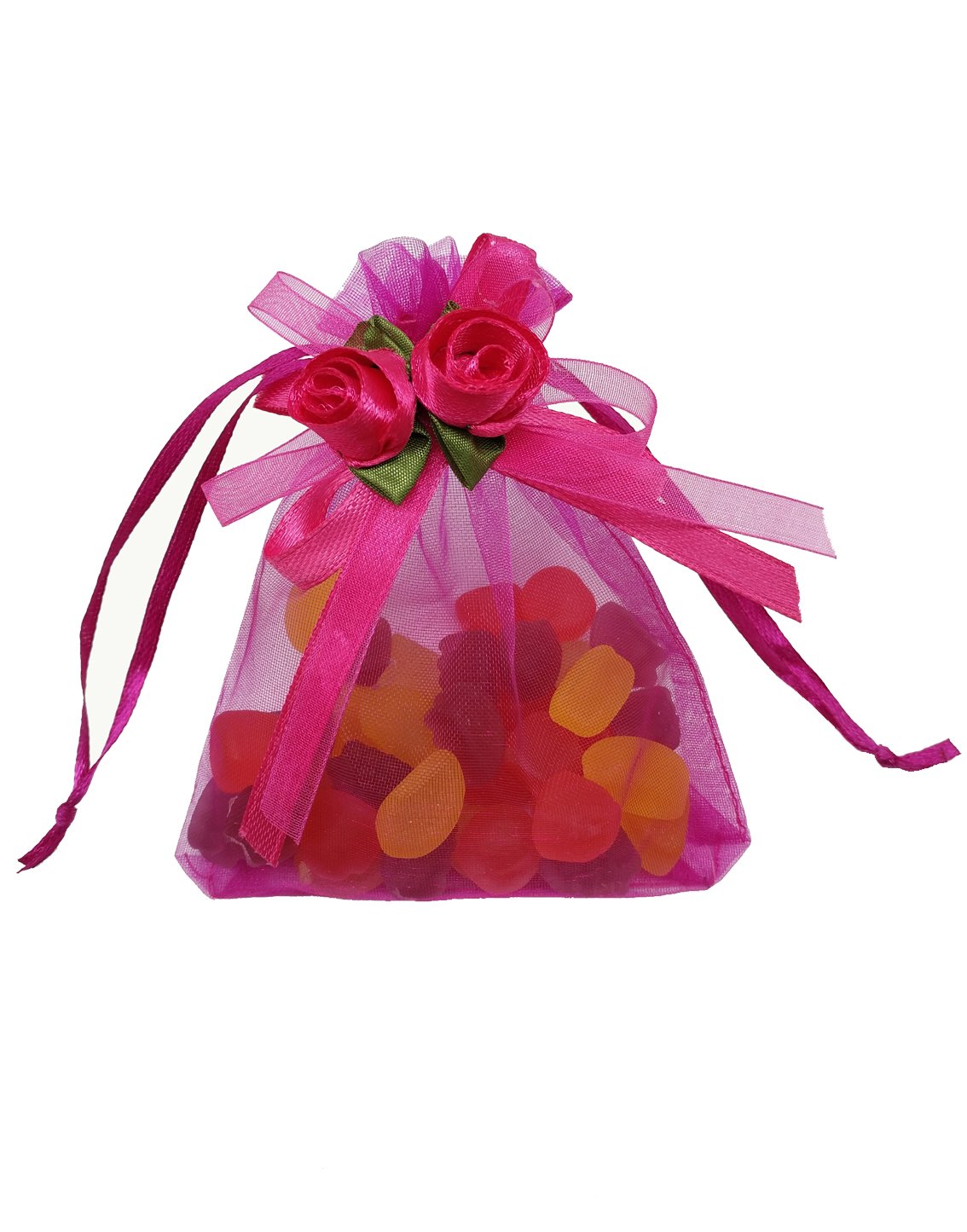 50pcs Sheer Organza Favor Bags 3.8x4.8 Inches - Wedding Party Gift Bags, Sample Display Pouches with Drawstring in Hot Pink - Perfect for Bridal Shower, Baby Shower & Birthday Favors