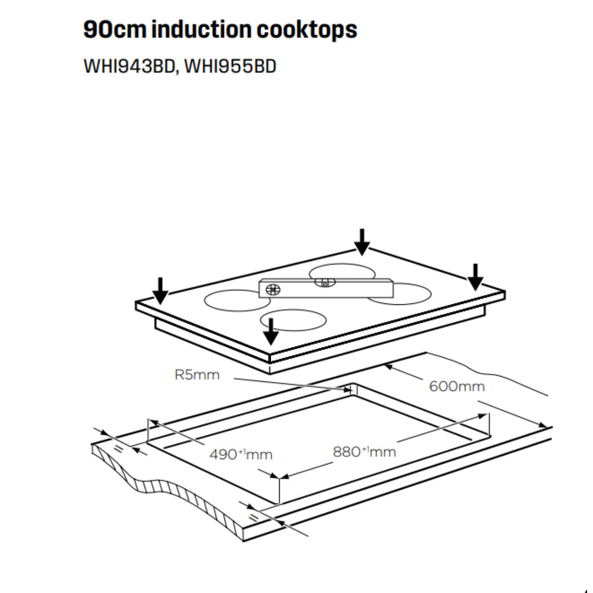 Westinghouse 90cm 4 Zone Induction Cooktop with Hob2Hood WHI943BD - Premium Built-in Electric Stove for Modern Kitchens | Fast Heating & Energy Efficient | Perfect for Home Cooking, Entertaining & Professional Chefs