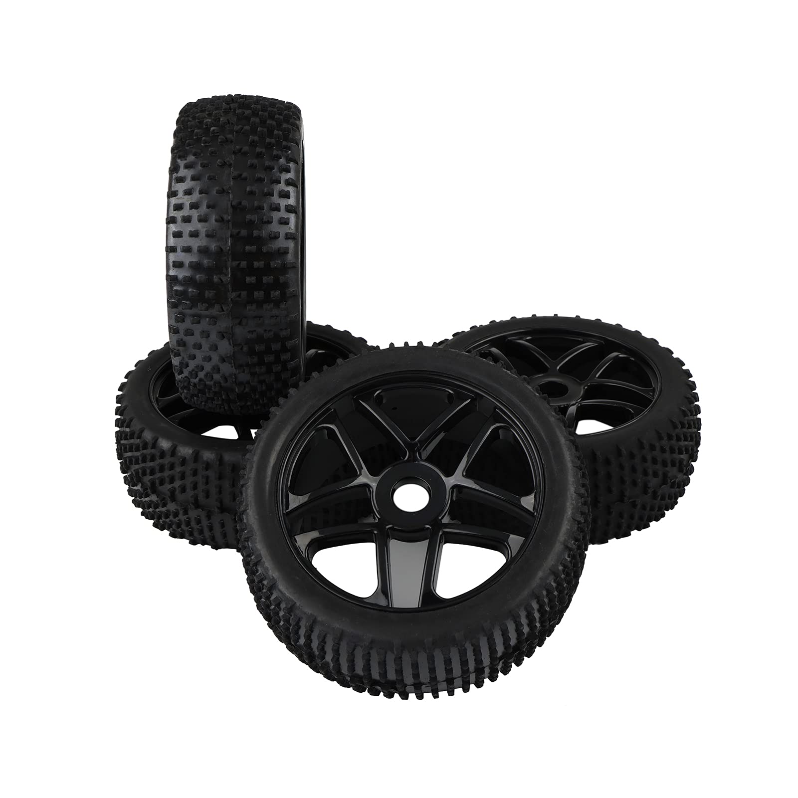 4PCS 1/8 Scale RC Car Tires & Wheels Set - 17mm Hex Off-Road Buggy Rubber Tires with Foam Inserts - Durable Black Rims for RC Crawler, Truggy, Rock Racer - Perfect for Racing, Bashing & Off-Road Adventures