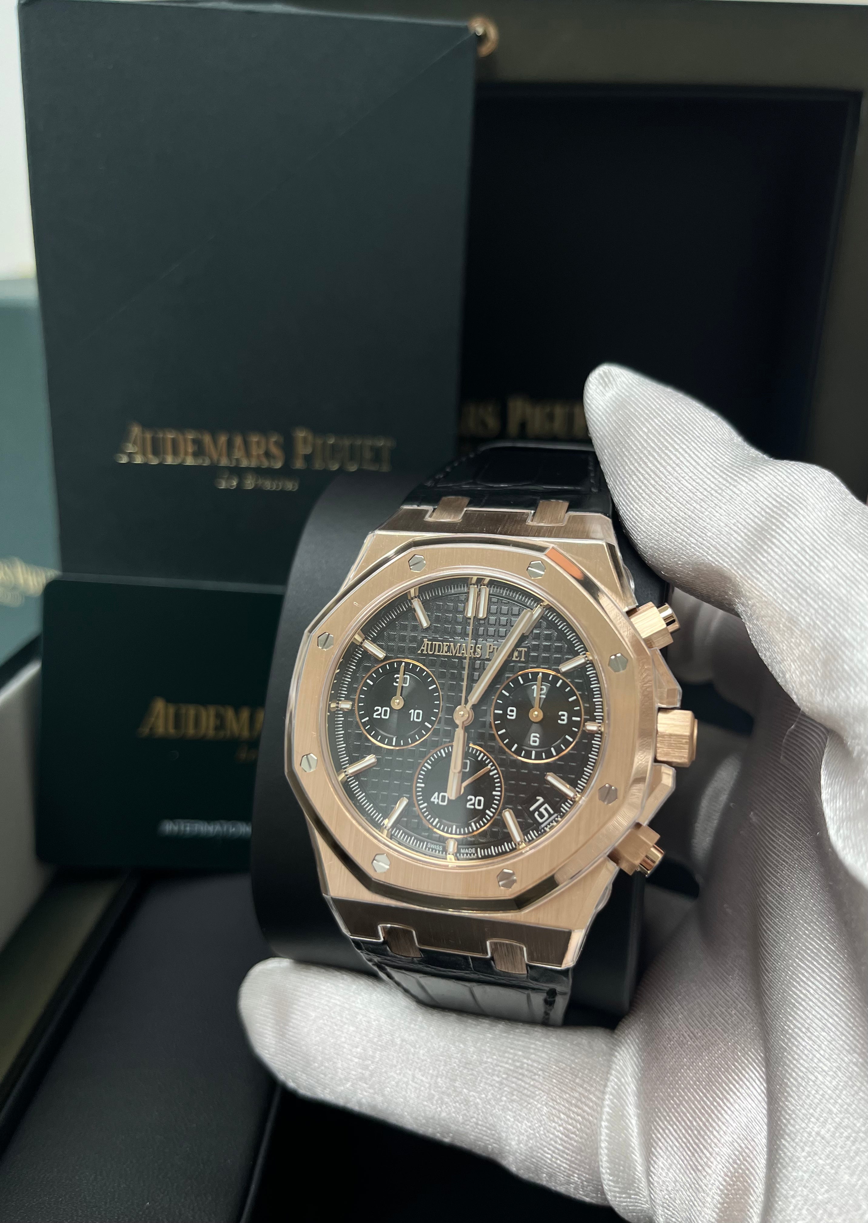 Audemars Piguet Royal Oak Selfwinding Chronograph 50th Anniversary Watch - Black Dial, Black Alligator Strap 26240OR.OO.D002CR.01 | Luxury Men's Timepiece for Business, Gala & Special Occasions