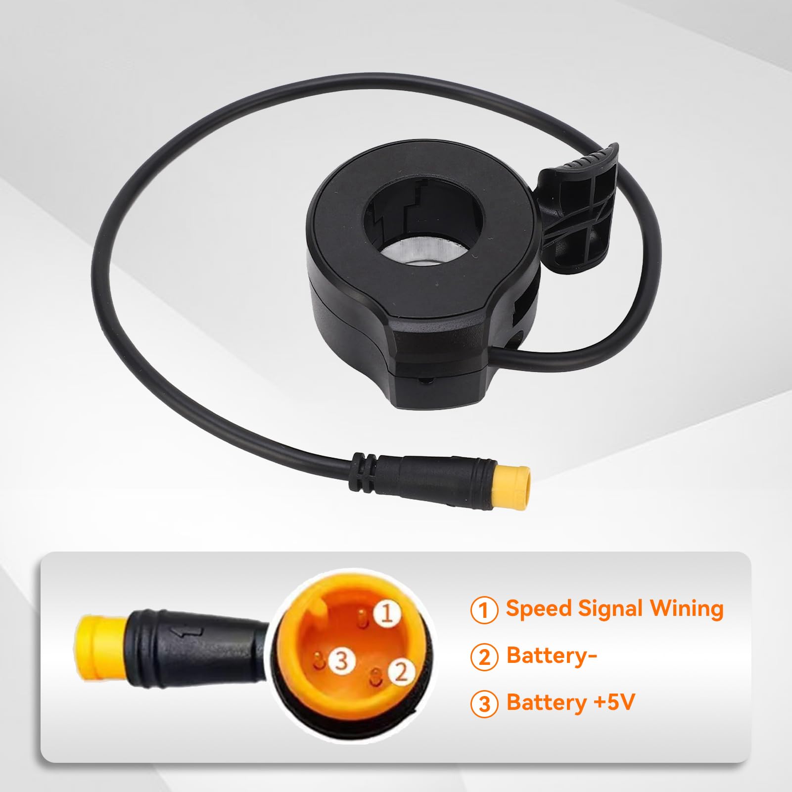 Waterproof 3-Pin E-Bike Thumb Throttle 130X - Electric Bicycle & Scooter Speed Control Accessory (Black) - Perfect for Commuting, Off-Roading & Urban Riding
