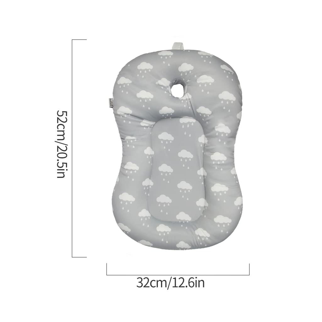 KAKIBLIN Soft Anti-Slip Baby Bath Mat & Cushion - Non-Toxic Bath Pad for Newborn to 6 Months - Cloud Design for Safe Infant Bathing | Perfect for Bathtub, Sink, or Changing Table