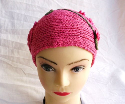 Pink Rose Crochet Headband for Women - Floral Boho Hair Accessory for Spring, Summer, Weddings & Outdoor Events