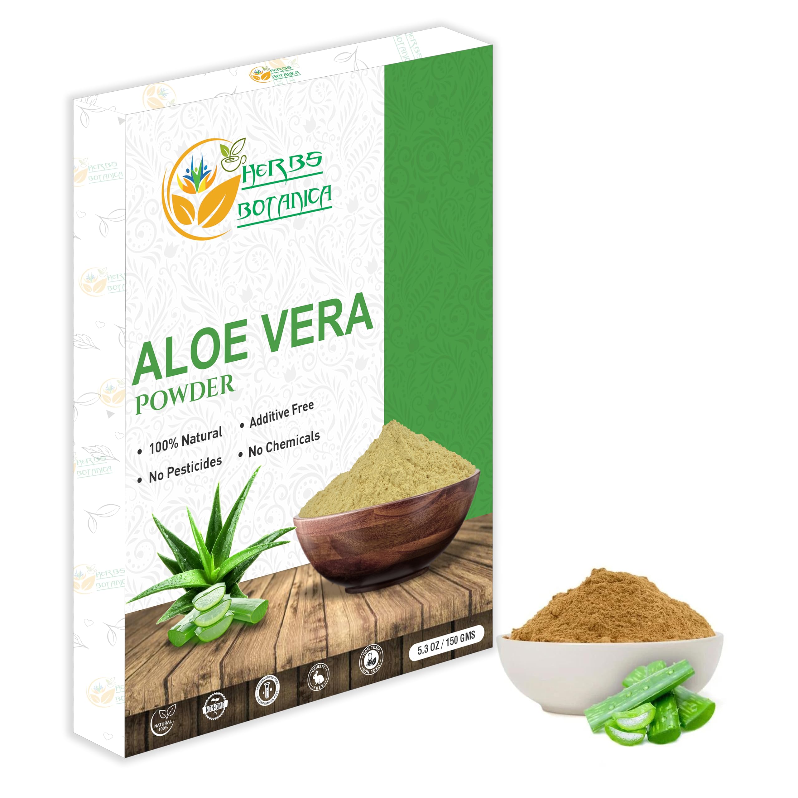 Organic Aloe Vera Powder for Hair Growth & Skin Care - Vegan, Non-GMO, 150g (5.3oz) - Moisturizing & Soothing Aloe Barbadensis for DIY Beauty, Face Masks, Hair Treatments & Sunburn Relief