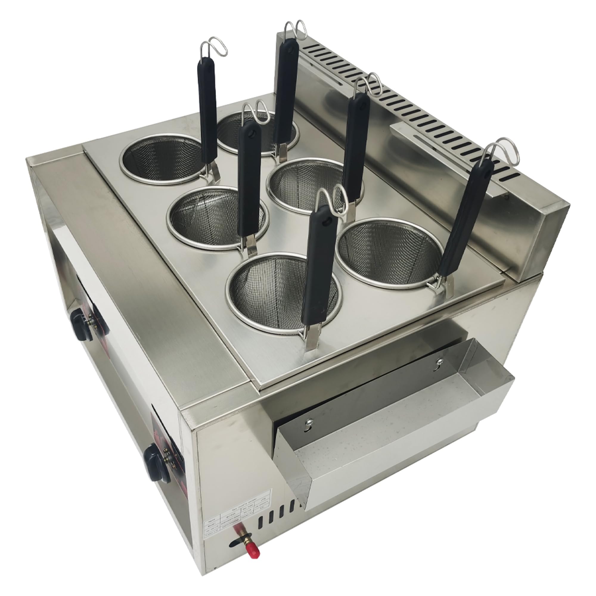 Commercial 6-Hole Pasta Cooking Machine with Noodle Filter - TECHTONGDA LP Gas Table Top Noodle Cooker for Macaroni, Dumplings & Vegetables | Perfect for Restaurants, Hotels & Catering Businesses