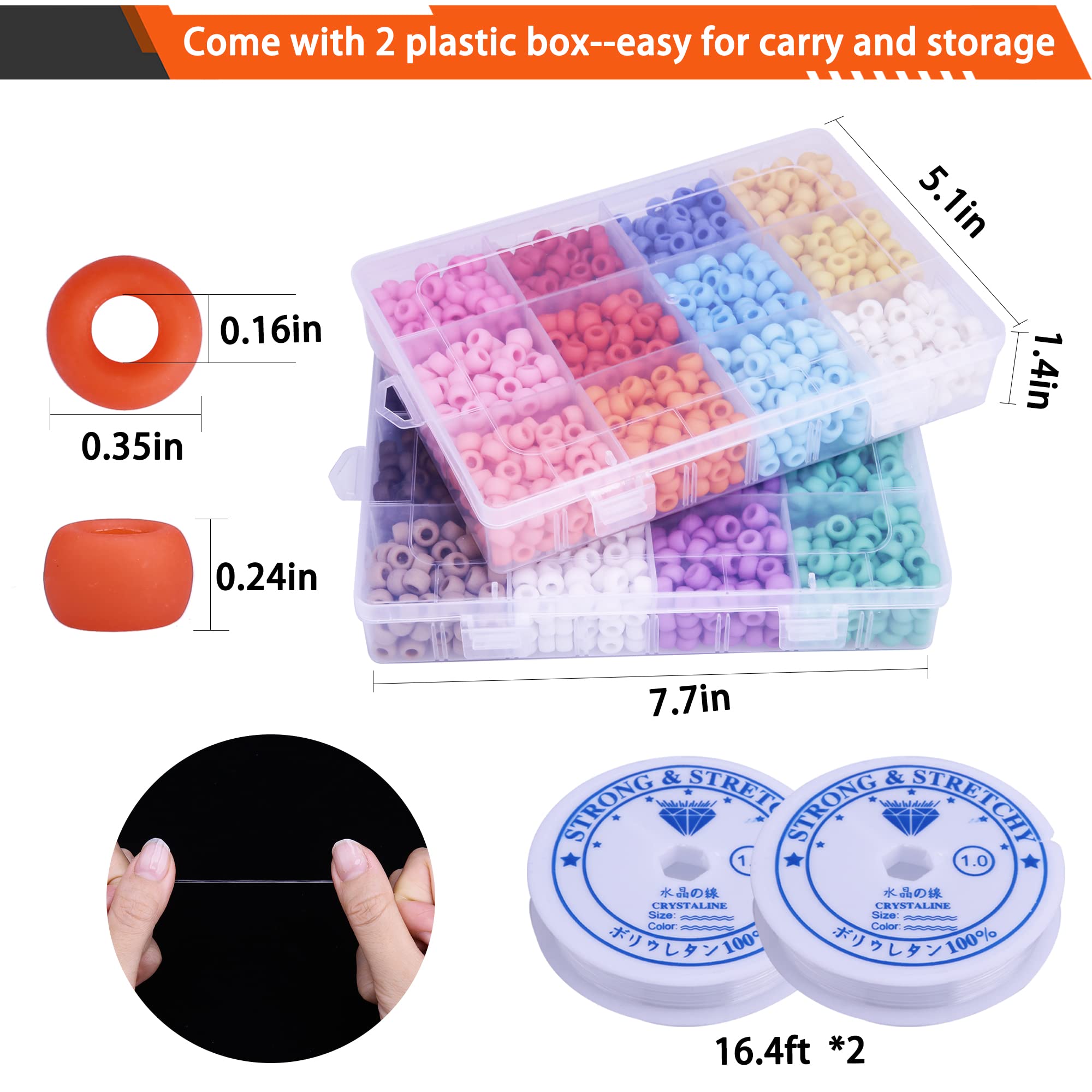 Greentime 2800 PCS 9mm Pony Beads Kit - 24 Colors Opaque Matte Beads for DIY Bracelets, Kandi Jewelry, Hair Braids & Friendship Necklaces | Perfect for Kids Crafts, Party Favors & Summer Camp Activities