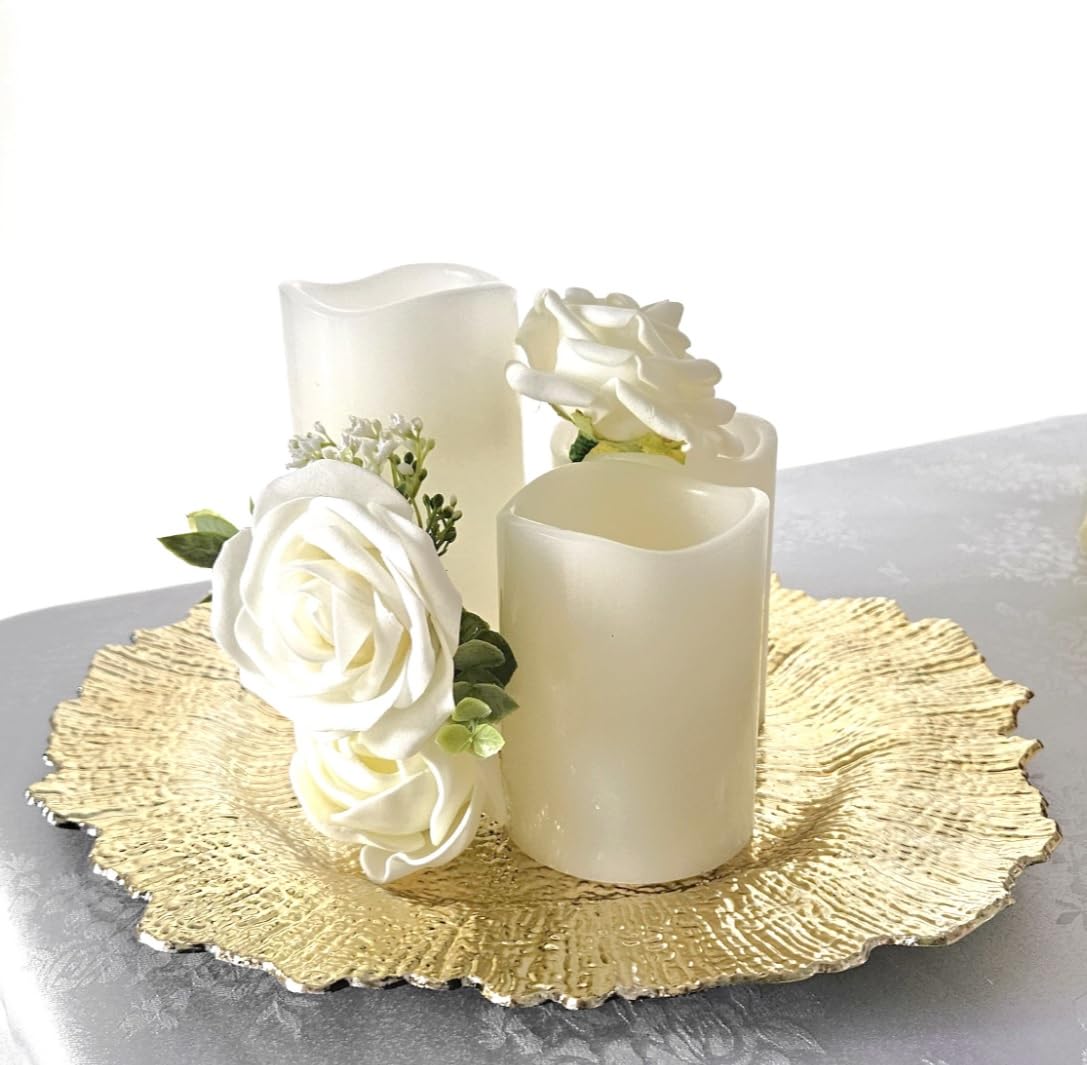 10-Pack 13'' Round Acrylic Wedding Charger Plates - Gold Coral Shiny Finish for Elegant Dinner Parties & Wedding Decorations | Perfect for Table Settings, Bridal Showers & Special Events