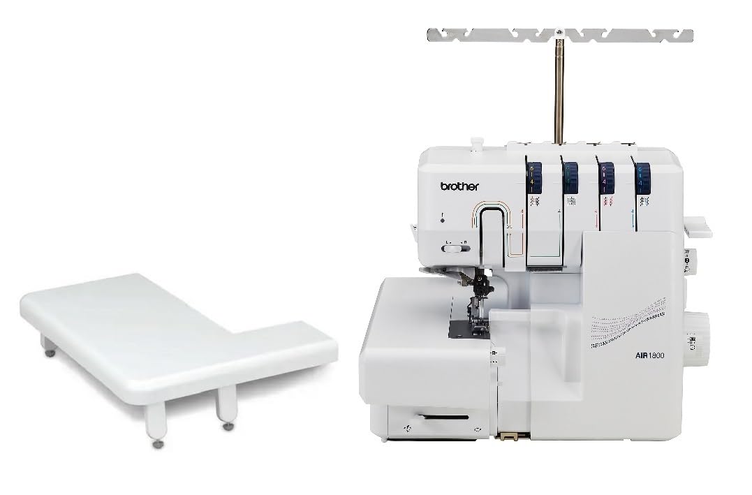 Brother AIR1800 Overlock Sewing Machine with Jet Air Threading - 2/3/4 Thread Capability, LED Lighting, Wide Table Extension & 4-Piece Thread Cones Starter Pack - Perfect for Quilting, Garment Construction and Home Decor Projects