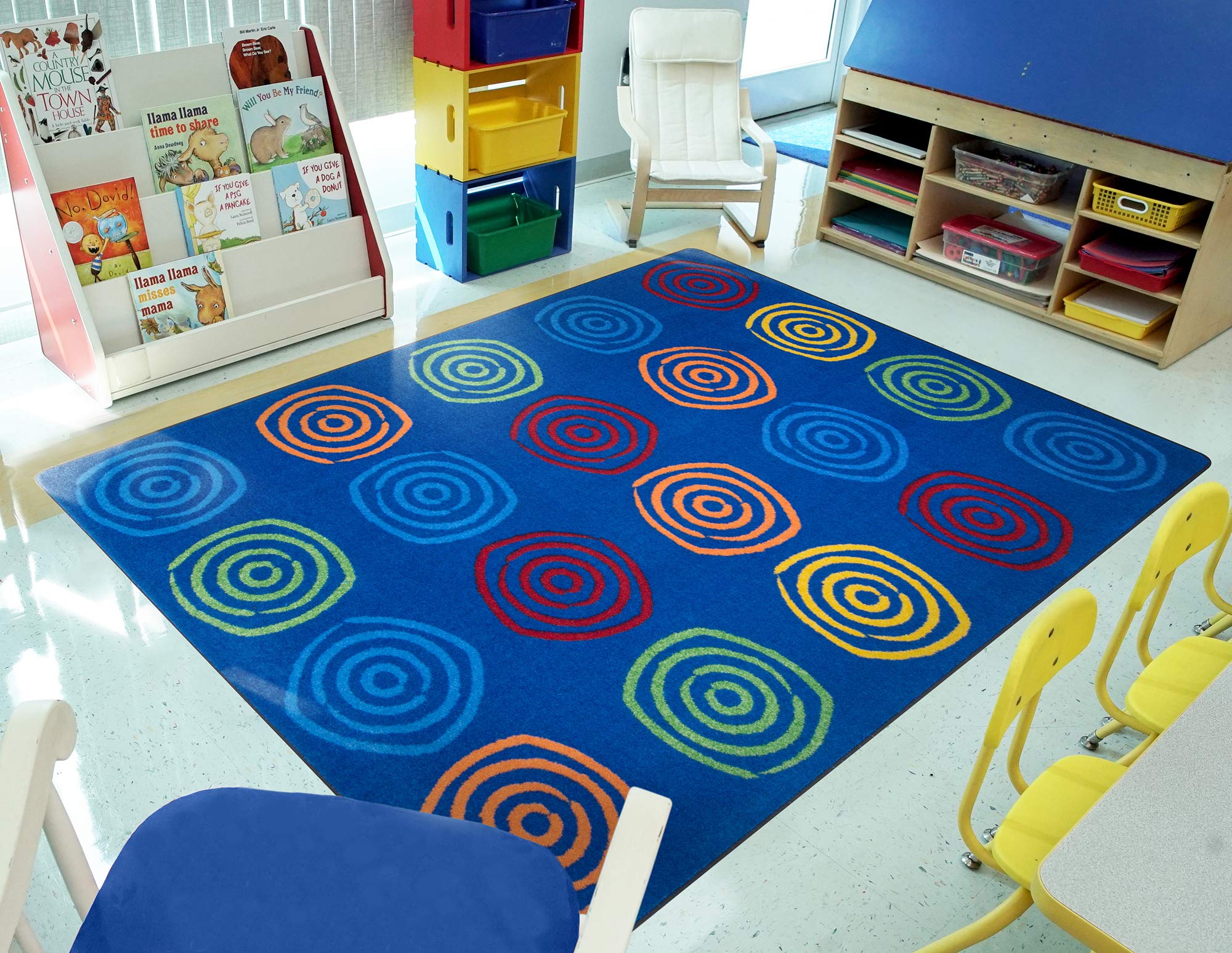 Joy Carpets Kid Essentials Simply Swirls Rainbow Area Rug 7'8
