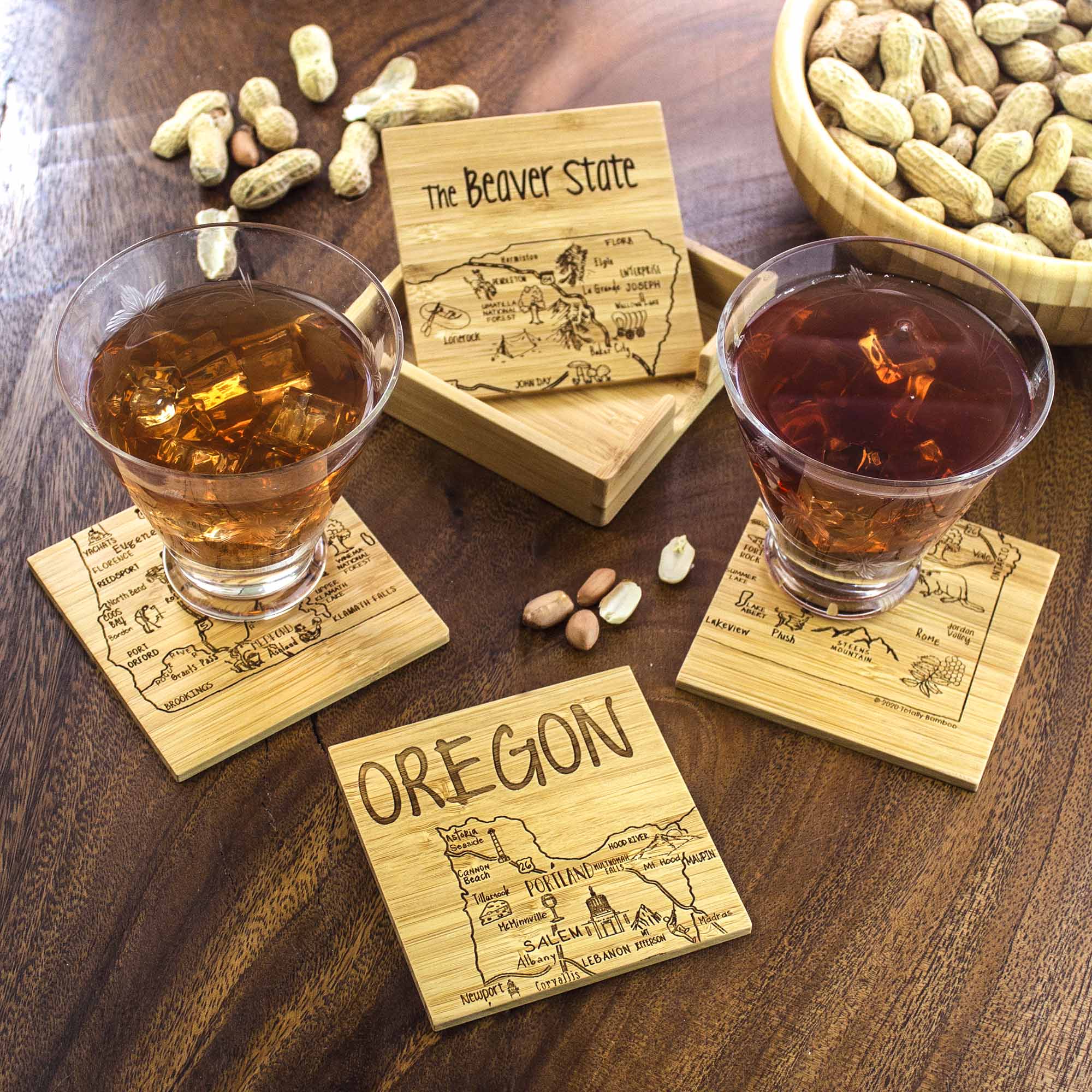 4-Piece Oregon Puzzle Coaster Set with Protective Case - Perfect for Coffee Tables, Game Nights & Home Decor