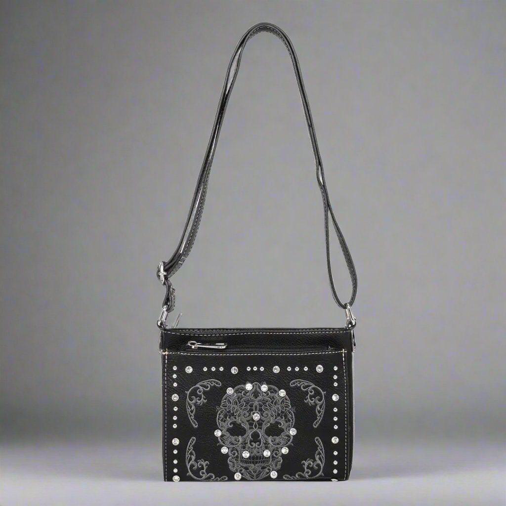 BOL Cross Body Sugar Skull Handbag for Women - Mexican Day of the Dead Style Small Purse - Perfect for Halloween, Dia de los Muertos, and Festival Outfits