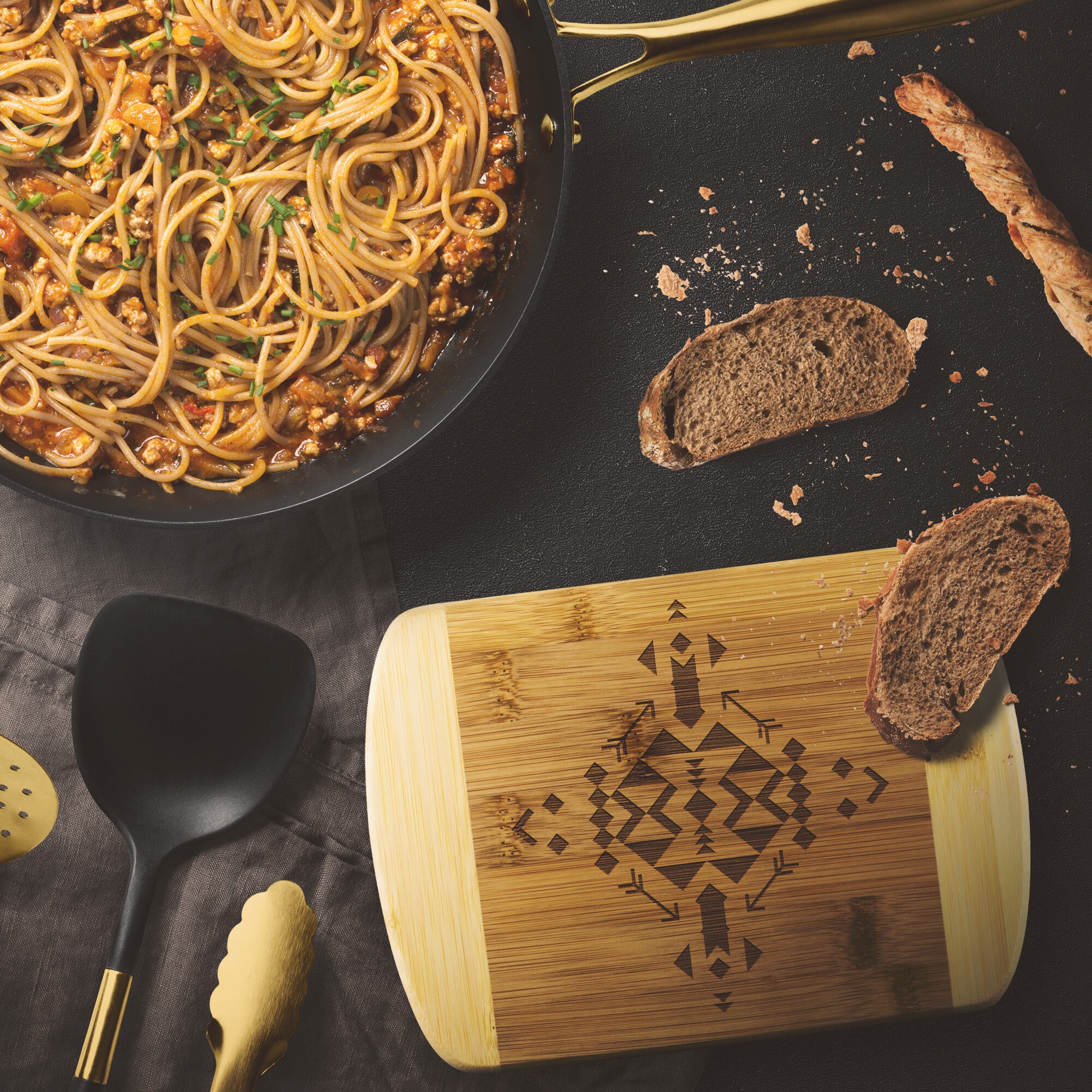 Organic Bamboo Southwestern Serving Board - Durable Cutting Board for Charcuterie, Cheese & Entertaining | Perfect for Kitchen, Dining & Party Use