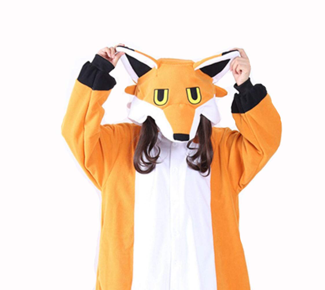 Unisex Adult Fox Pajamas Costume - Animal Cosplay Jumpsuit for Halloween, Christmas Parties & Loungewear