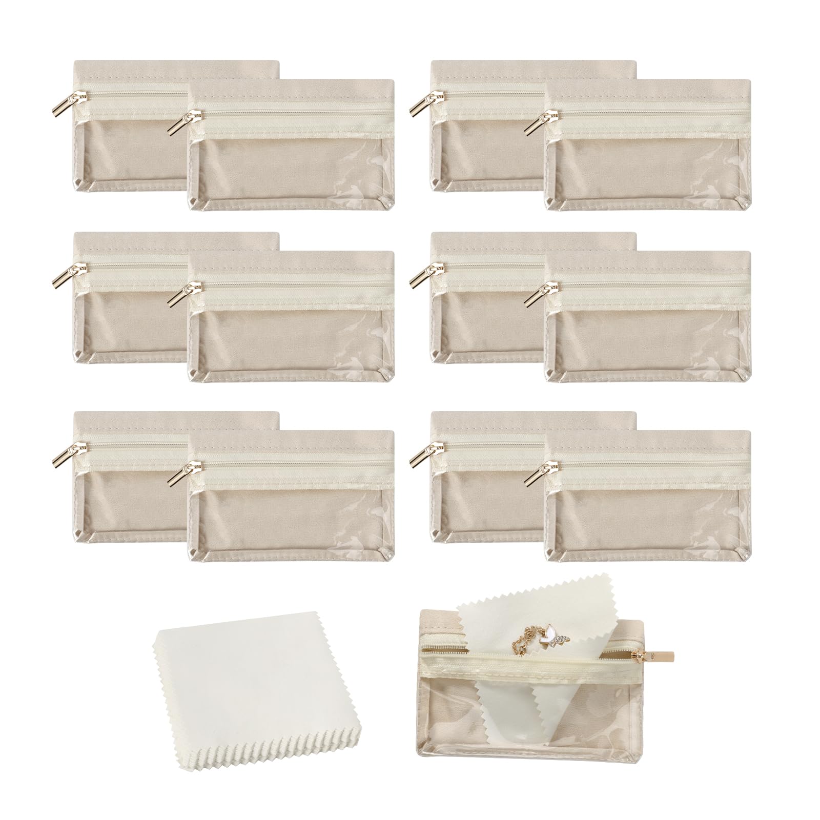 12-Piece Travel Jewelry Organizer Set - Transparent Jewelry Pouches with Silver Polishing Cloth for Women | Compact Jewelry Storage for Necklaces, Rings & Earrings | Perfect for Travel, Home Organization & Gift Giving