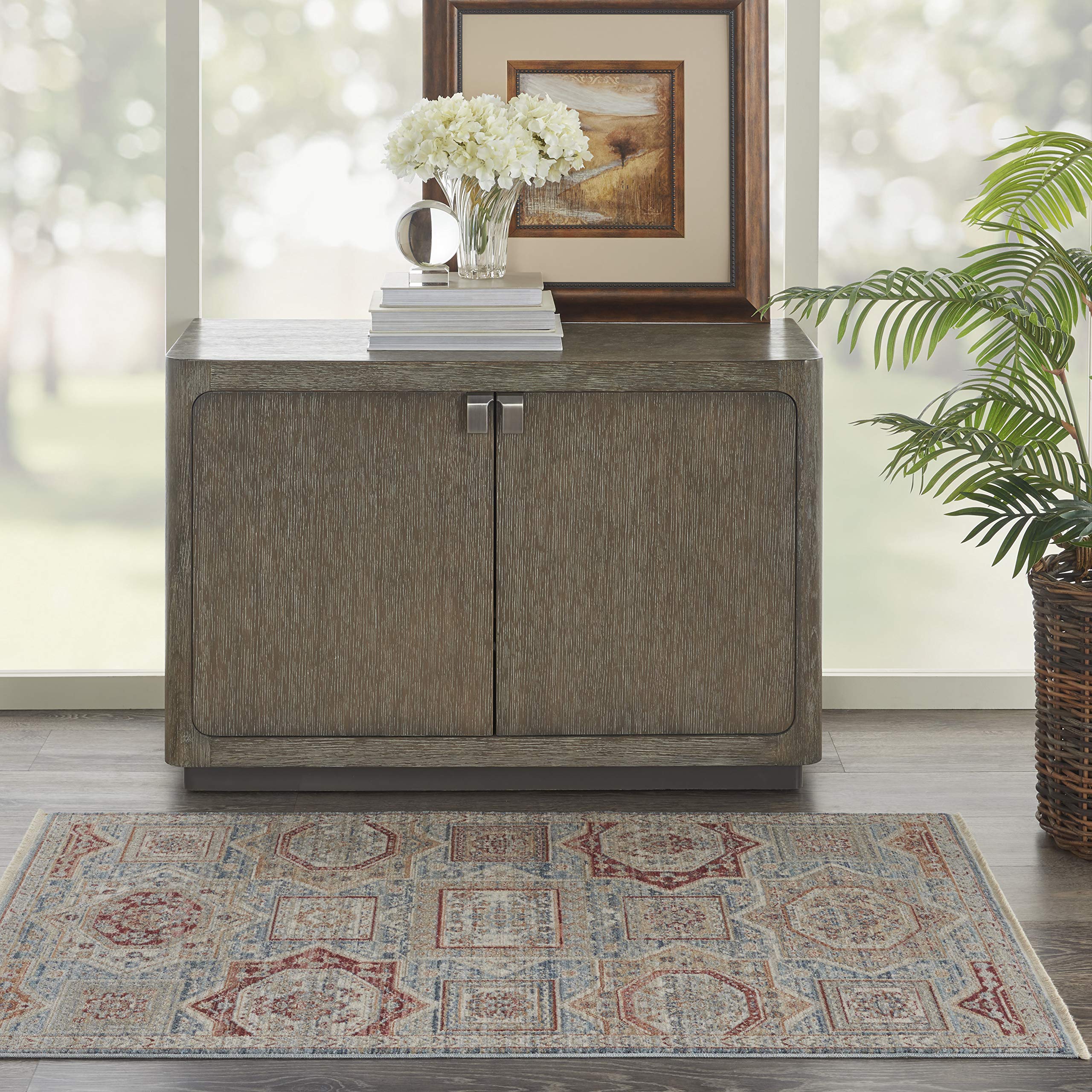 Nourison Enchanting Home Farmhouse & Country Blue/Multicolor 3' x 5' Area Rug - Easy Clean, Non-Shedding, Stain Resistant for Bedroom, Living Room, Dining Room & Kitchen | Perfect for Farmhouse Decor, Cozy Home & High Traffic Areas (3x5)