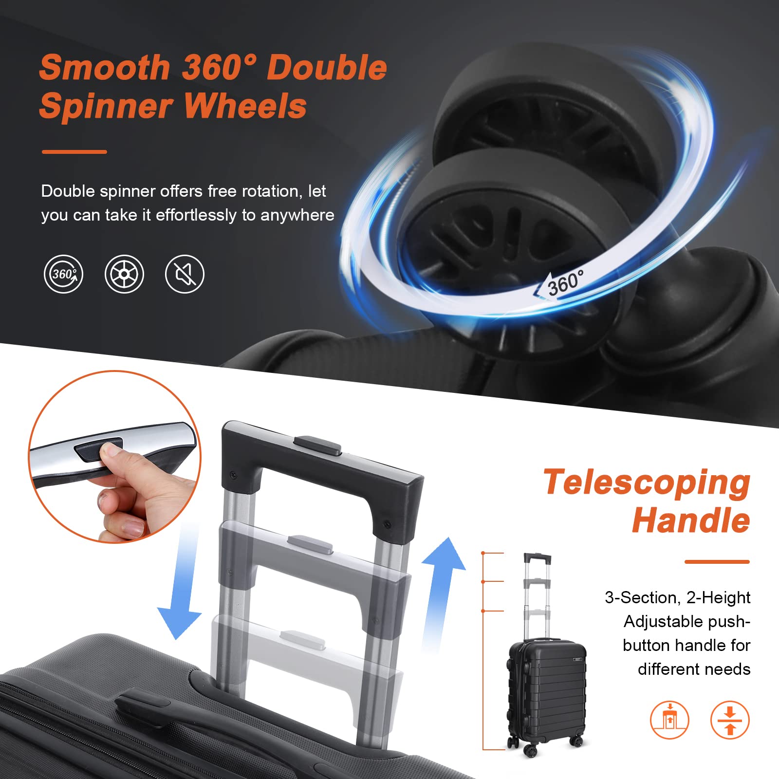 Best Black 3-Piece Hardside Luggage Set with Spinner Wheels - Expandable, Lightweight & Durable Suitcases (21/26/30 Inch) for Travel, Business Trips & Family Vacations