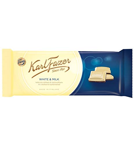 Fazer Karl Fazer White Chocolate & Milk Chocolate Bars - 40 Pack (100g Each) | Premium Finnish Chocolate for Gifts, Parties & Desserts
