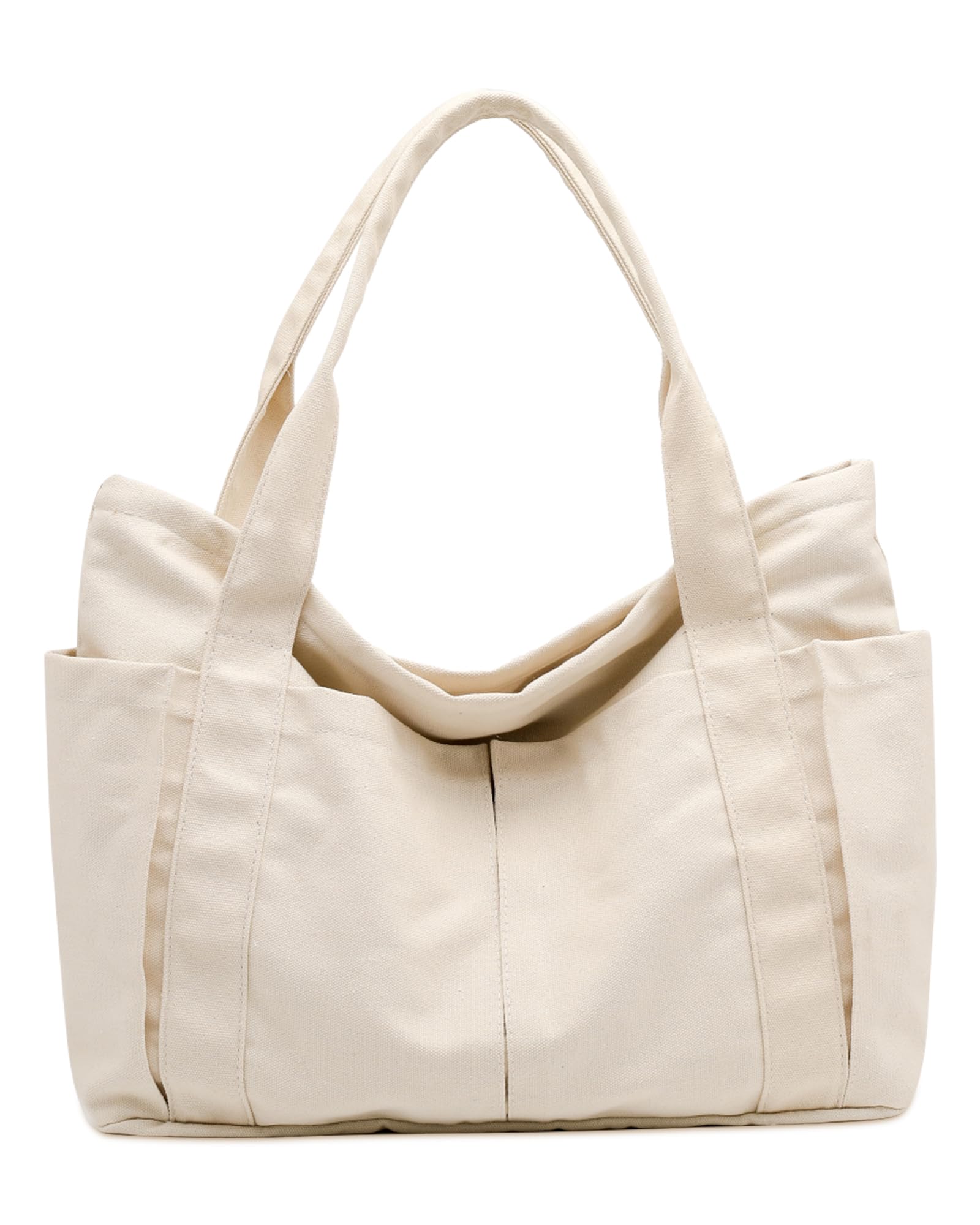 BAPHITY Large Canvas Tote Bag for Women with Pockets - Stylish Shoulder Bag for Work, Travel & Everyday Use | Durable Carry On Bag for Office, Beach & Shopping Essentials
