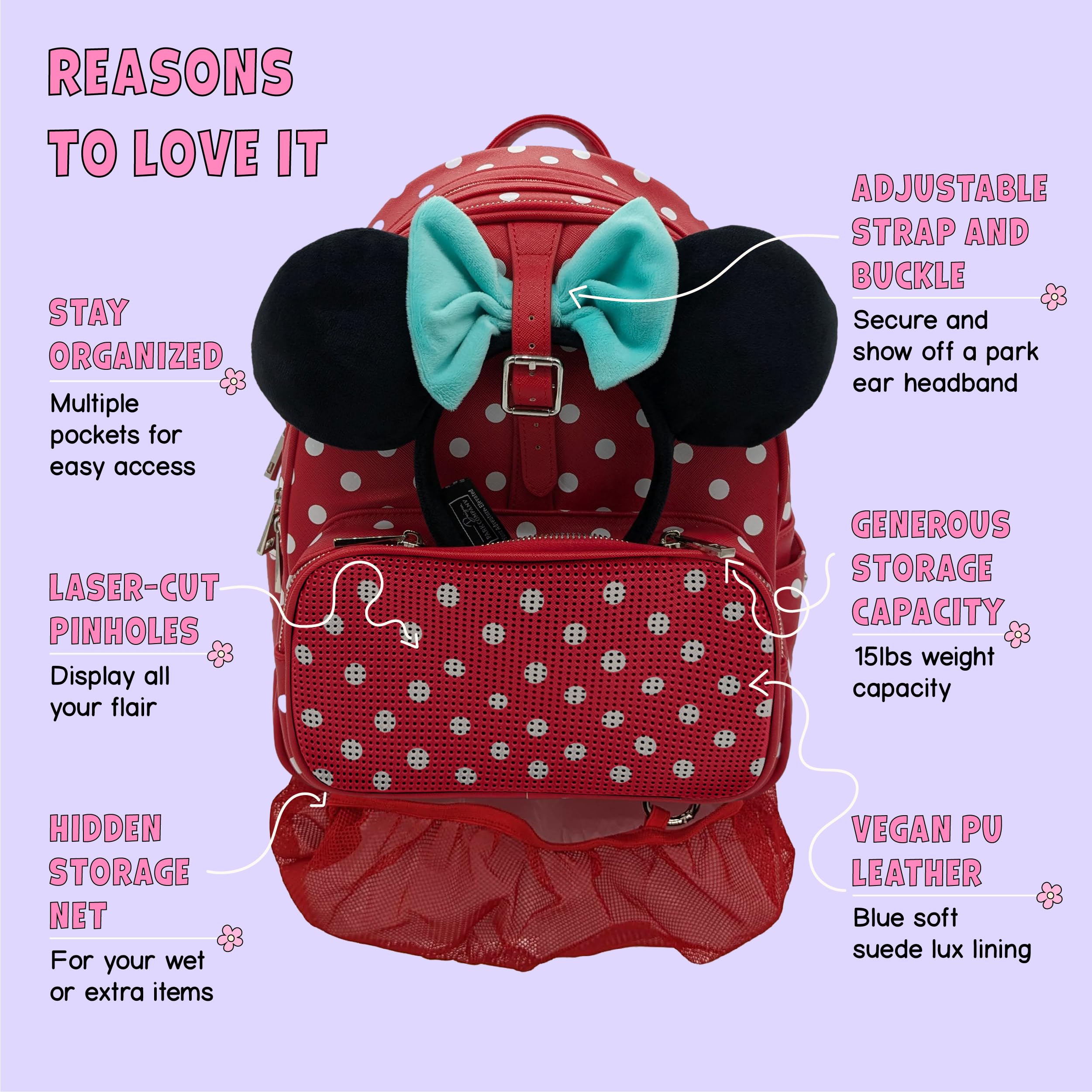 Waterproof Hydration Backpack with 30oz Insulated Tumbler - Lightweight Laptop Daypack for Women, Perfect for Hiking, Camping, Theme Parks & Work Commute (Minnie Dot Design) - Stay Hydrated On-The-Go