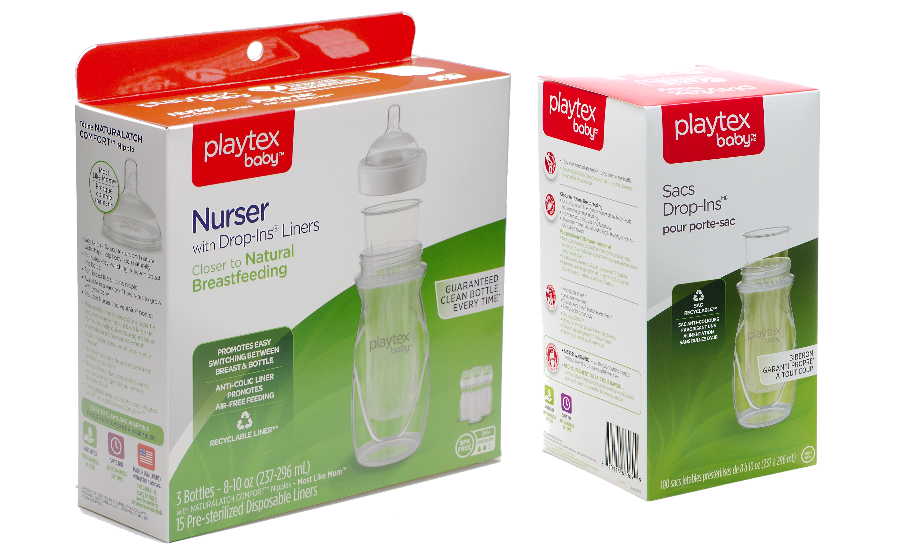 Playtex Baby Anti-Colic Nurser Bottles with Drop-Ins Liners - 3 Pack | BPA-Free Bottle Feeding System for Newborns & Infants | Reduce Gas & Spit-Up for Happy Feeding Time